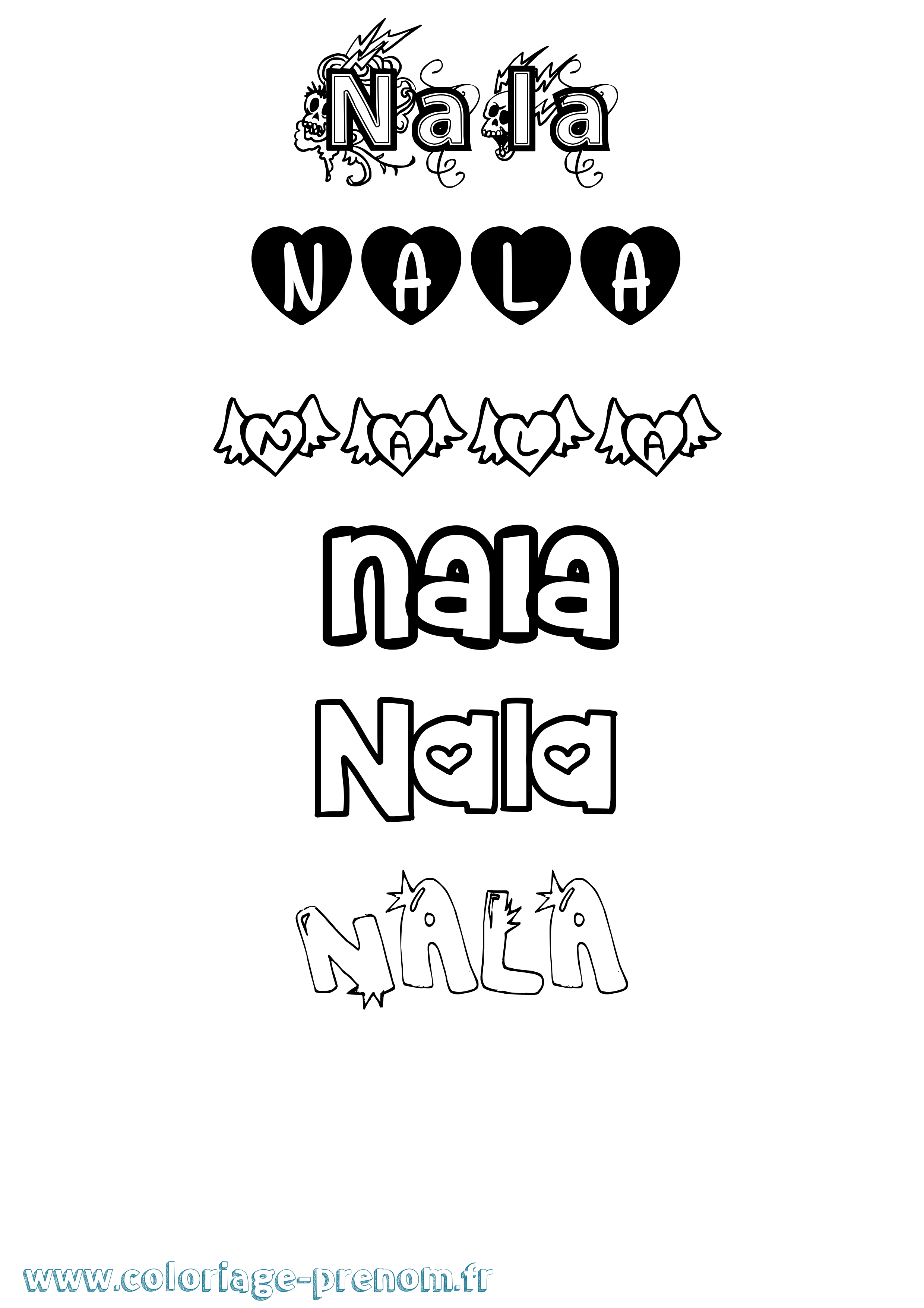 Coloriage Nala Girly Coloriage prénom Nala Girly