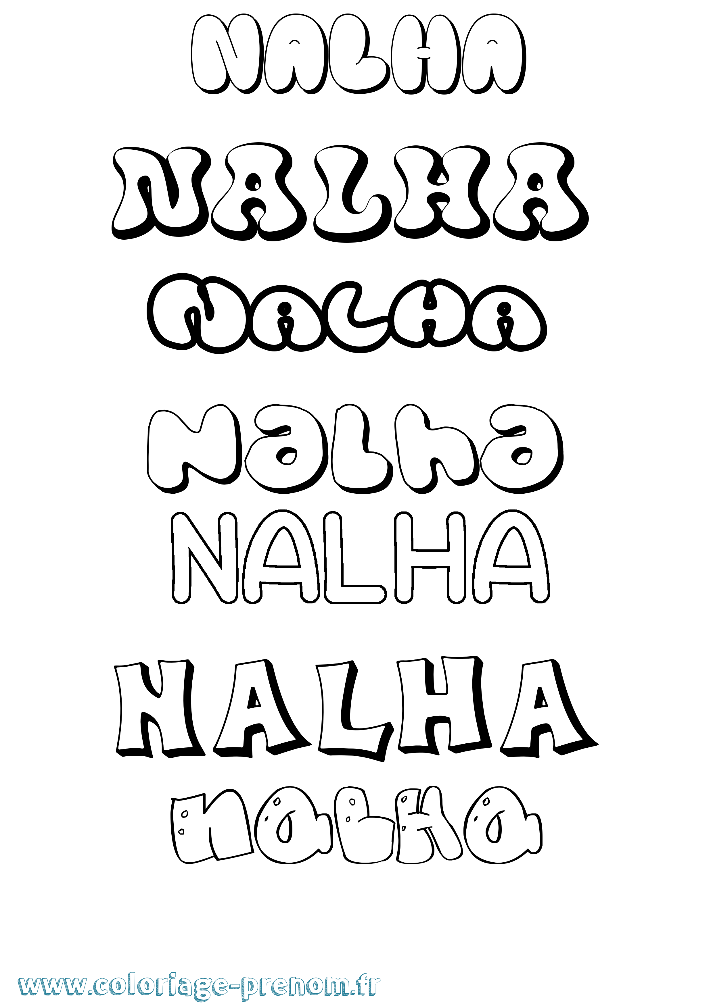 Coloriage Nalha Bubble Coloriage prénom Nalha Bubble