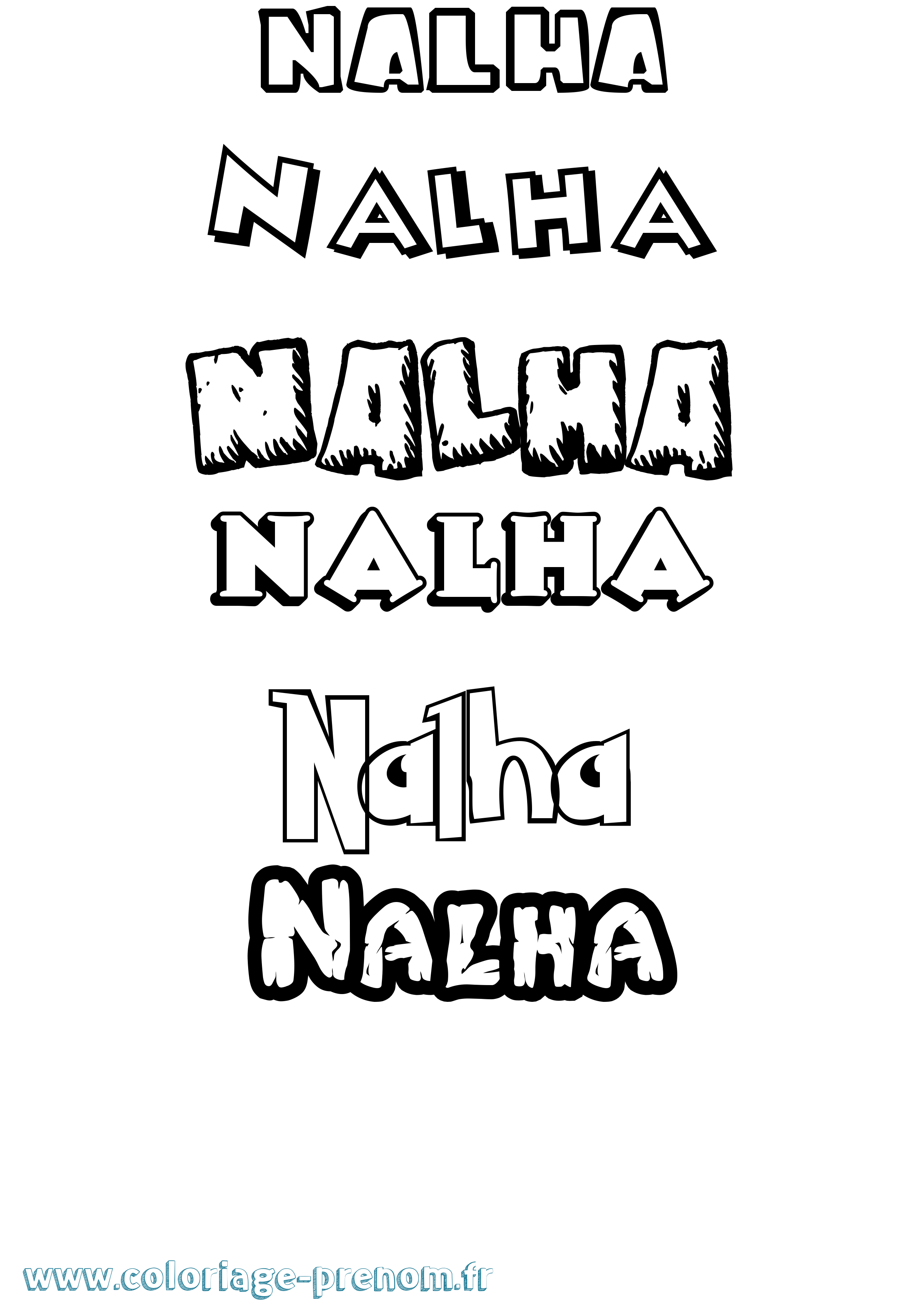Coloriage Nalha Dessin Animé Coloriage prénom Nalha Dessin Animé
