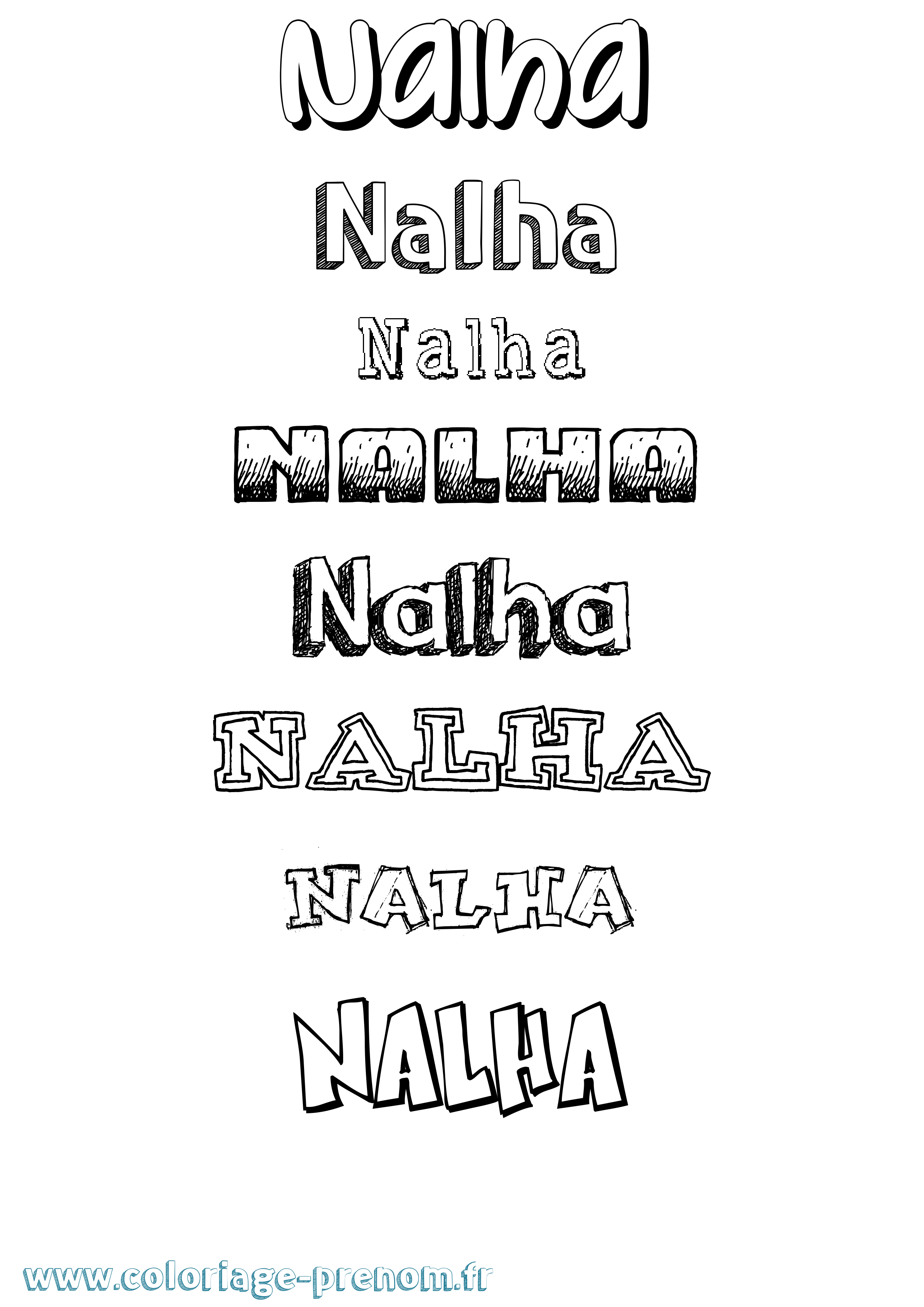 Coloriage prénom Nalha Dessiné