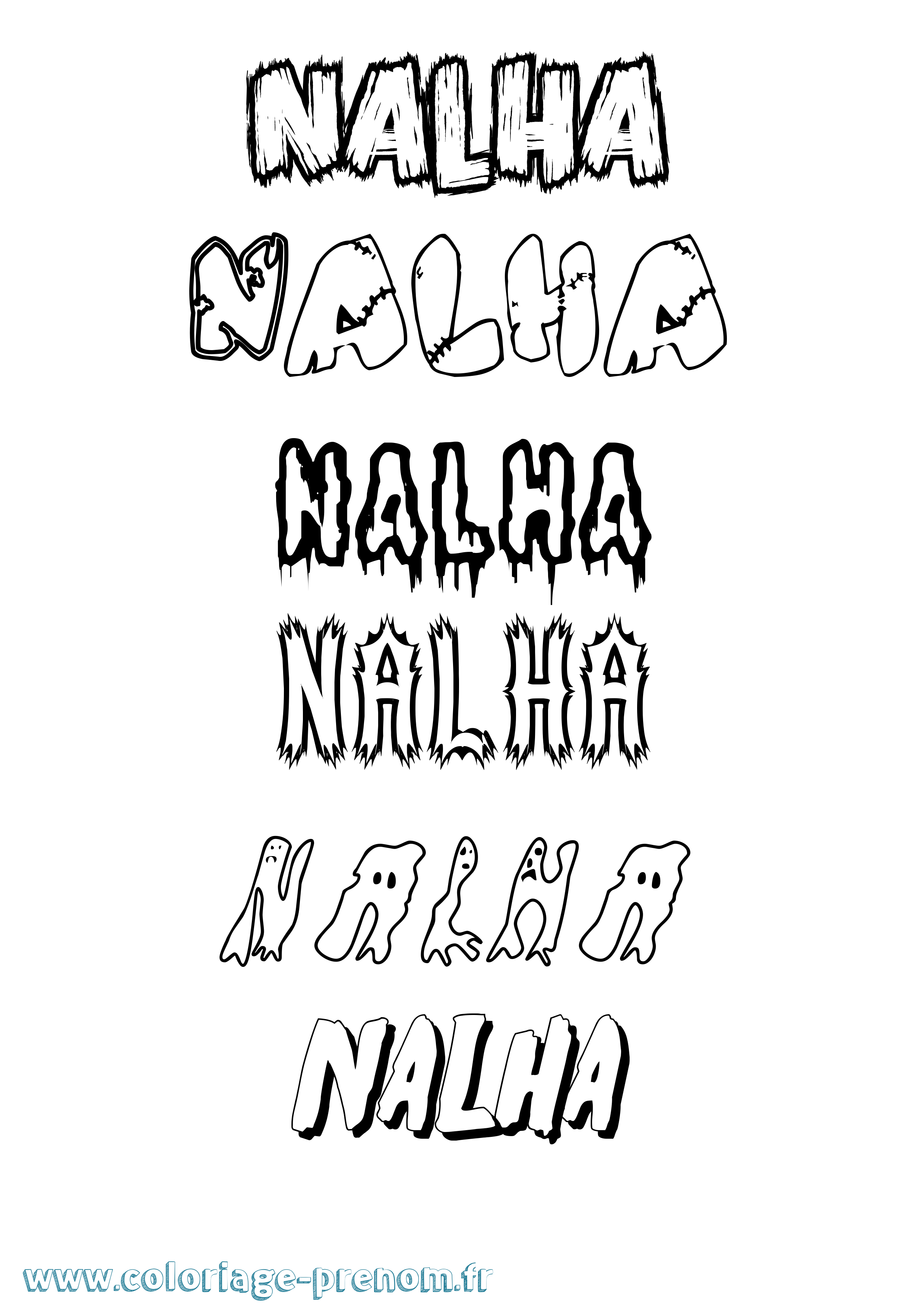 Coloriage prénom Nalha Frisson
