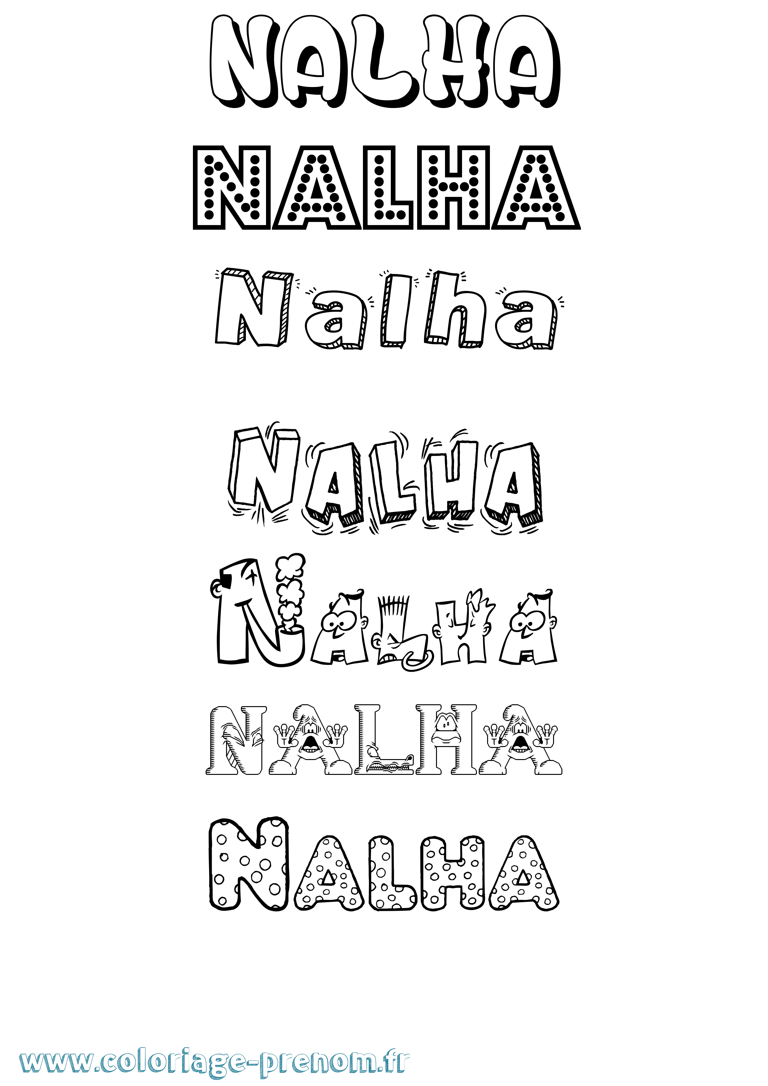 Coloriage Nalha Fun Coloriage prénom Nalha Fun