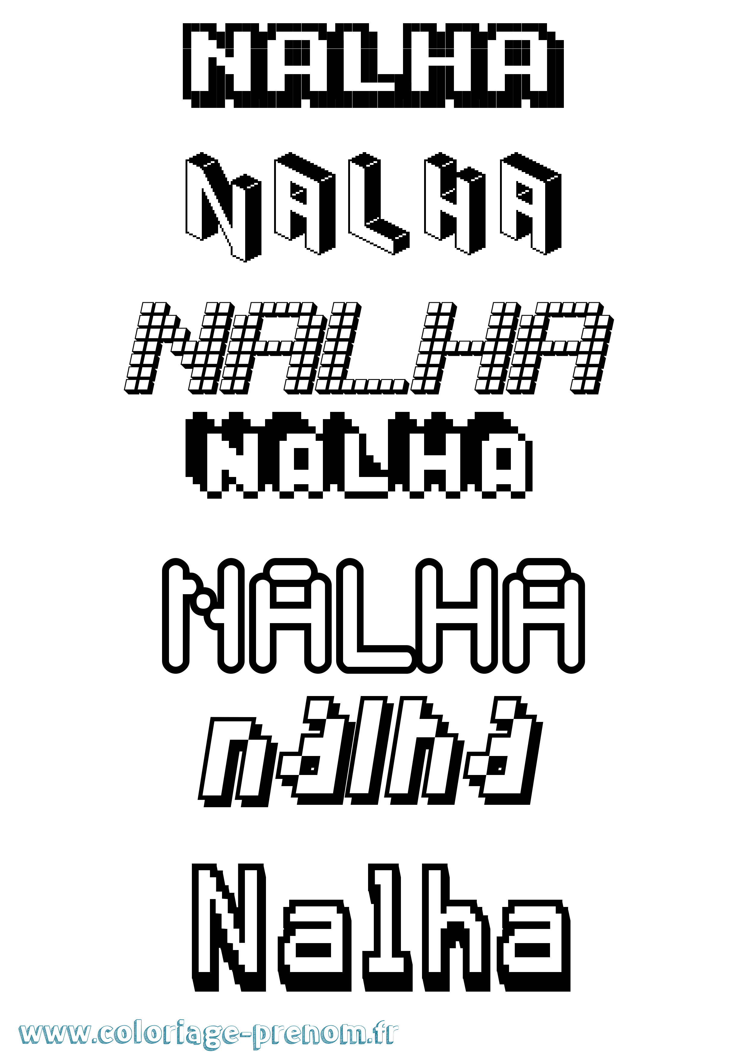 Coloriage Nalha Pixel Coloriage prénom Nalha Pixel