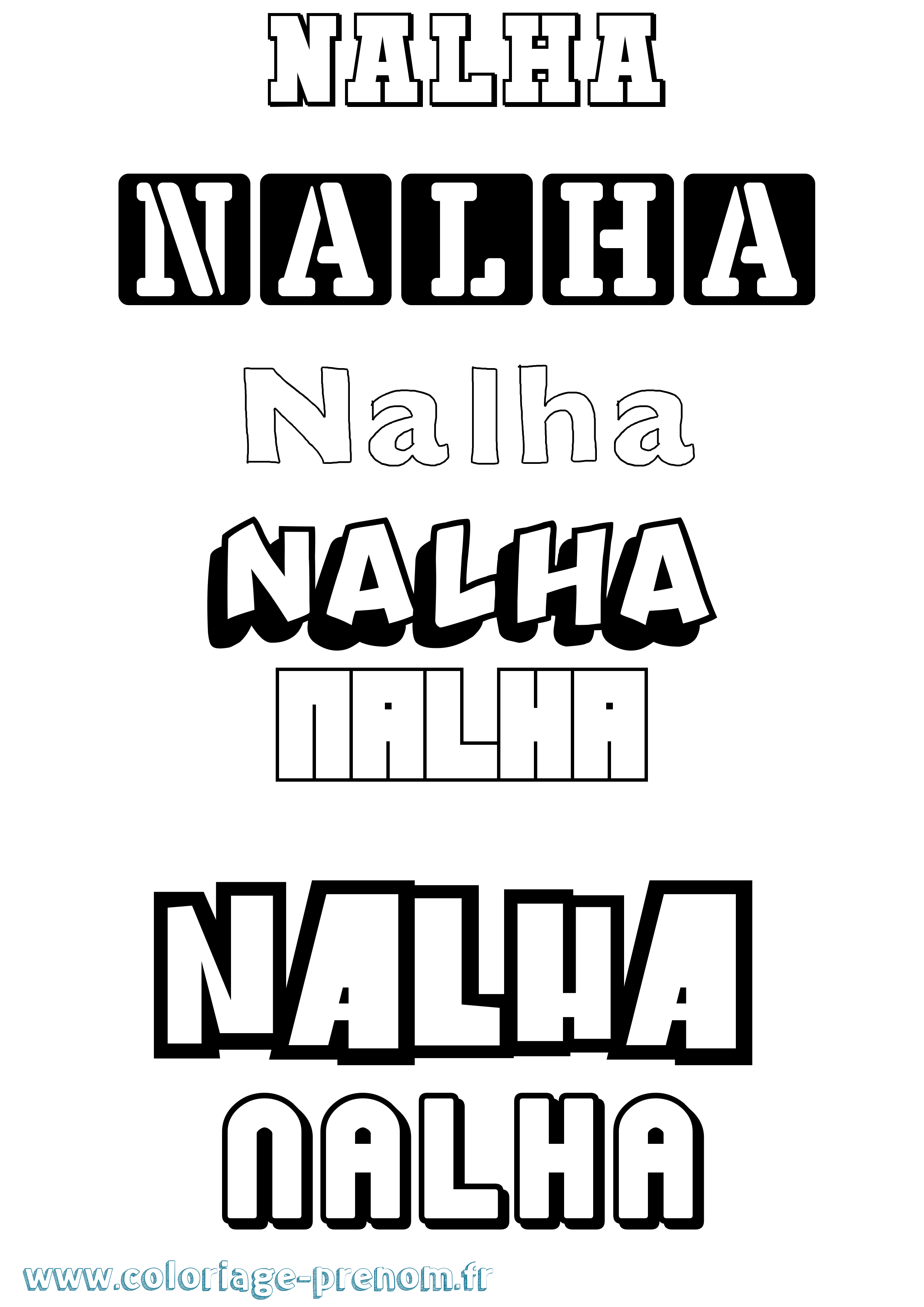 Coloriage prénom Nalha Simple