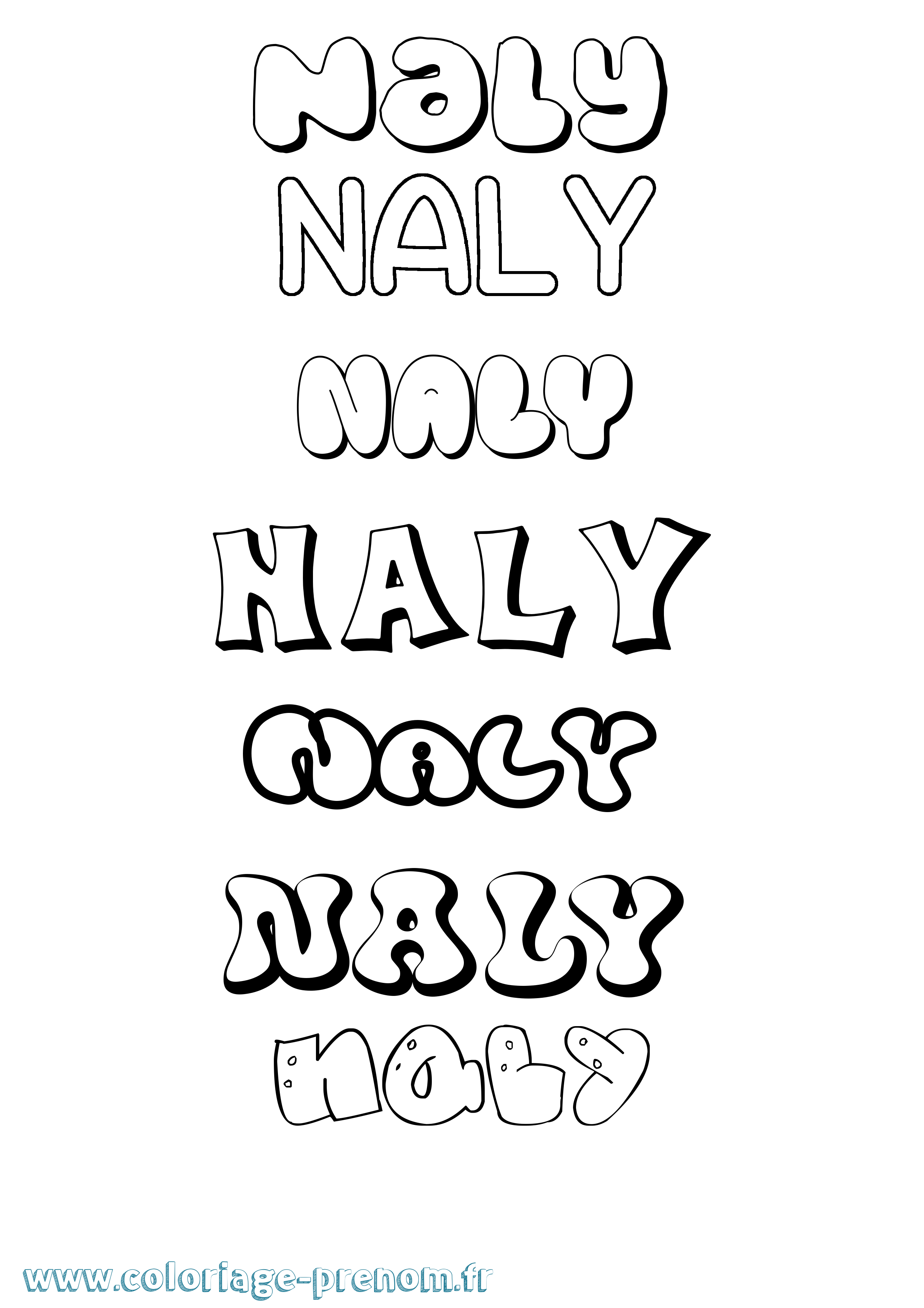 Coloriage Naly Bubble Coloriage prénom Naly Bubble