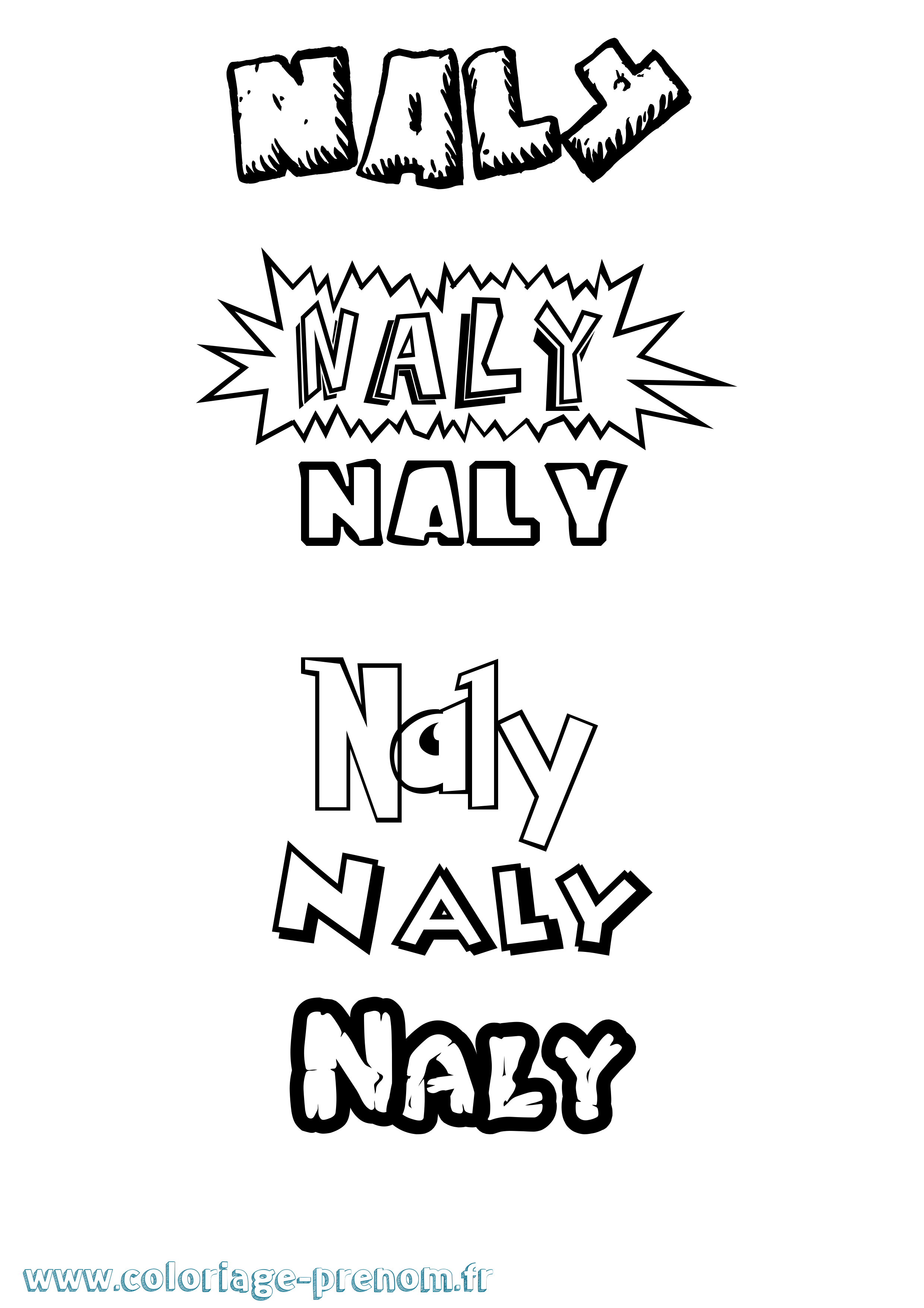 Coloriage prénom Naly Dessin Animé