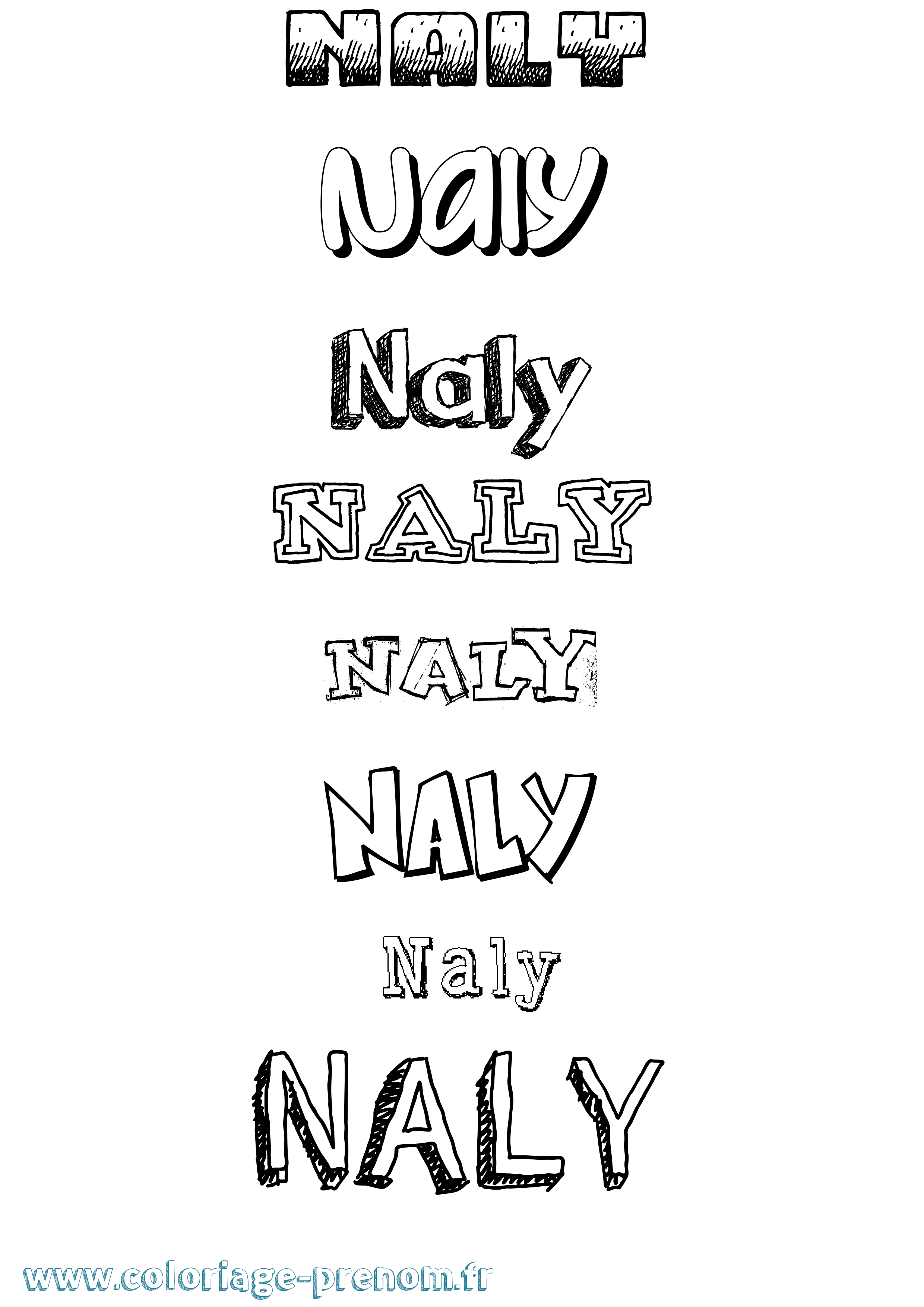 Coloriage Naly Dessiné Coloriage prénom Naly Dessiné