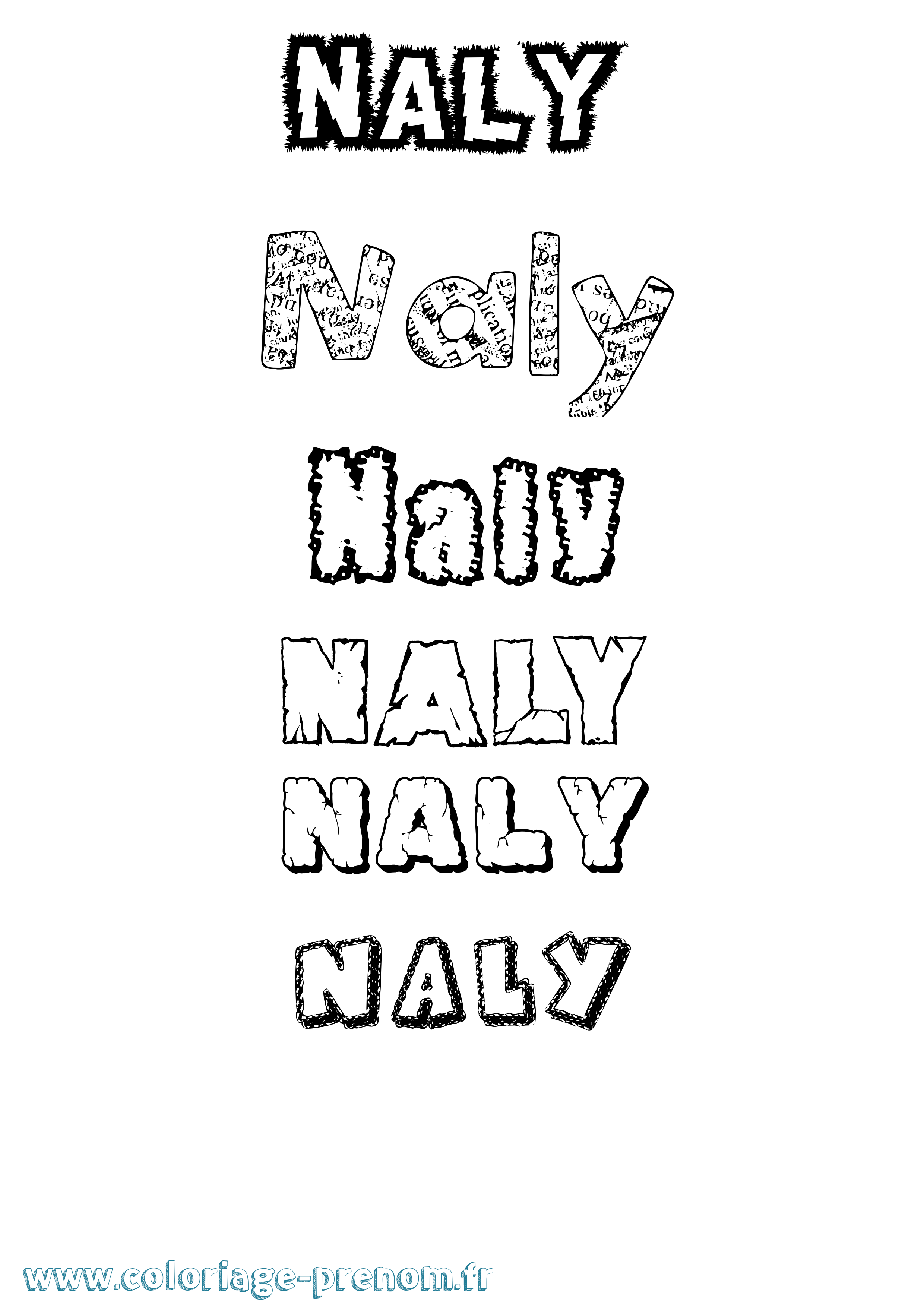 Coloriage prénom Naly Destructuré