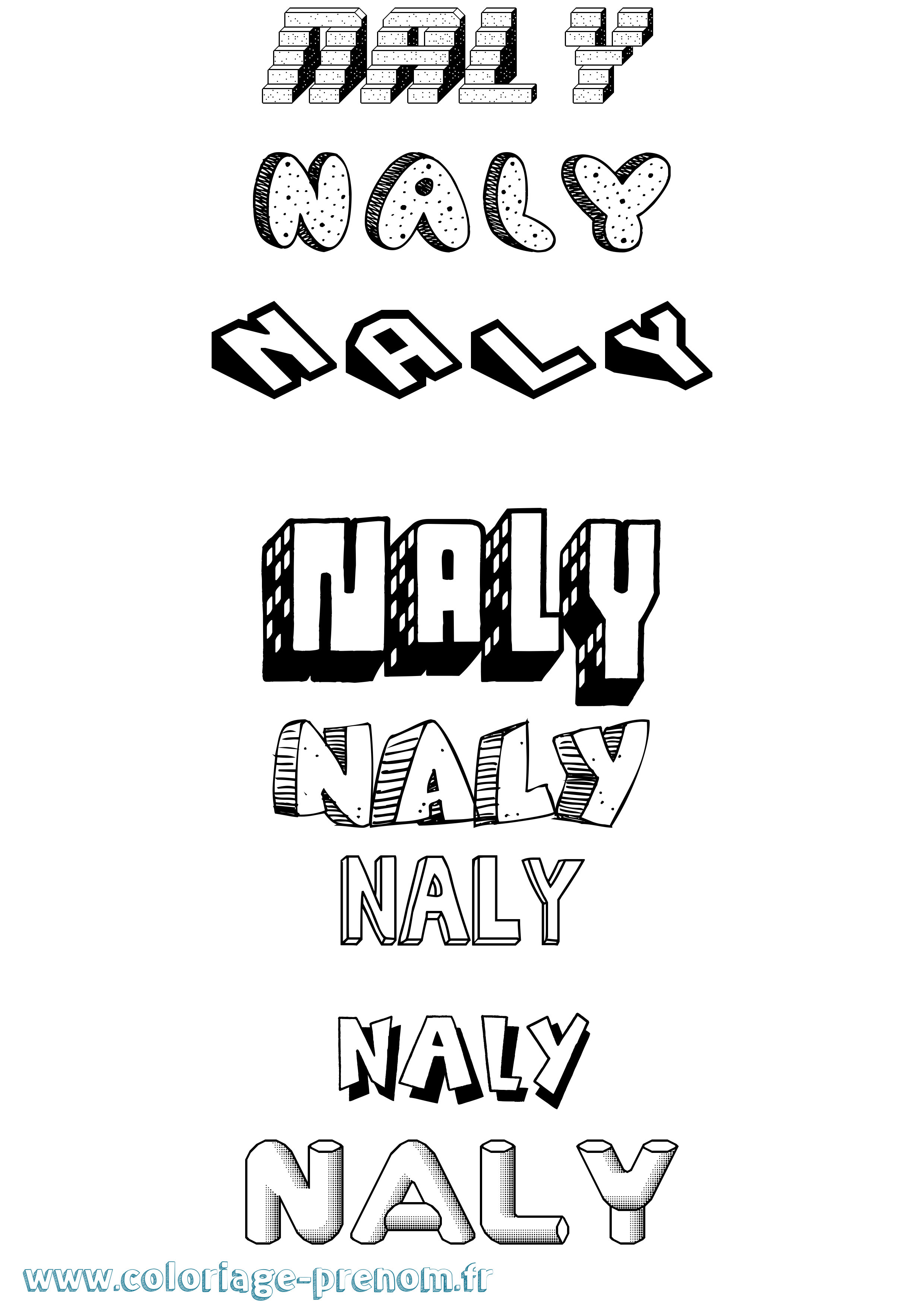 Coloriage Naly Effet 3D Coloriage prénom Naly Effet 3D