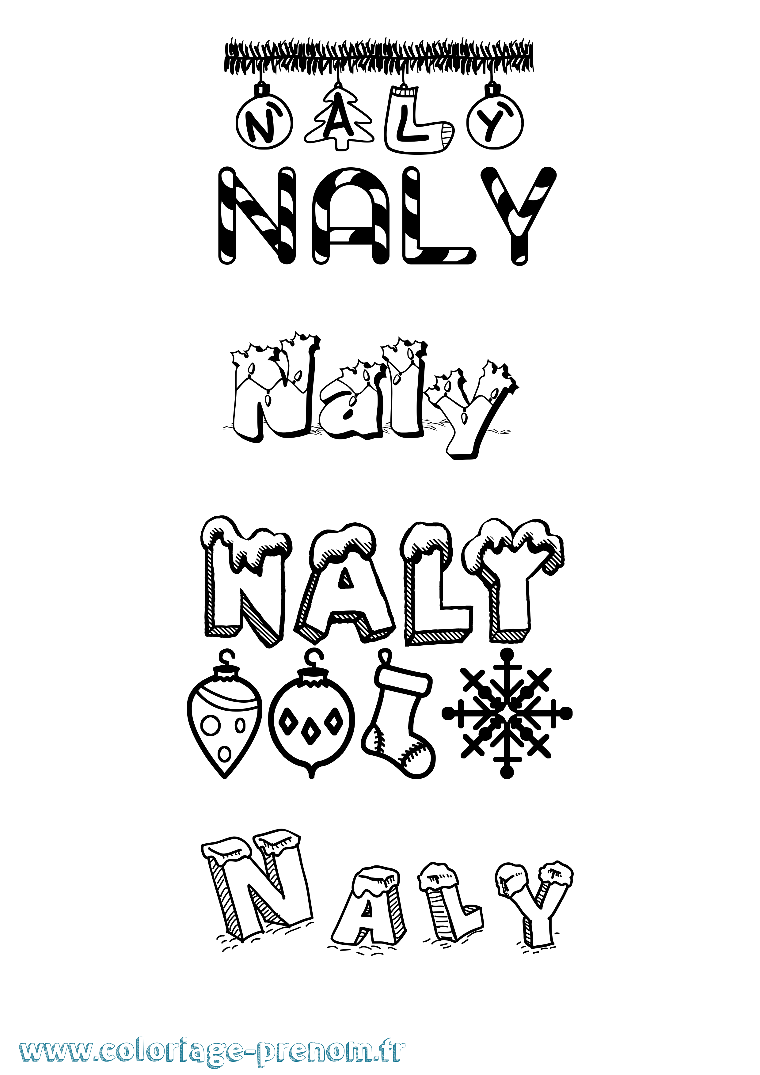 Coloriage Naly Noël Coloriage prénom Naly Noël