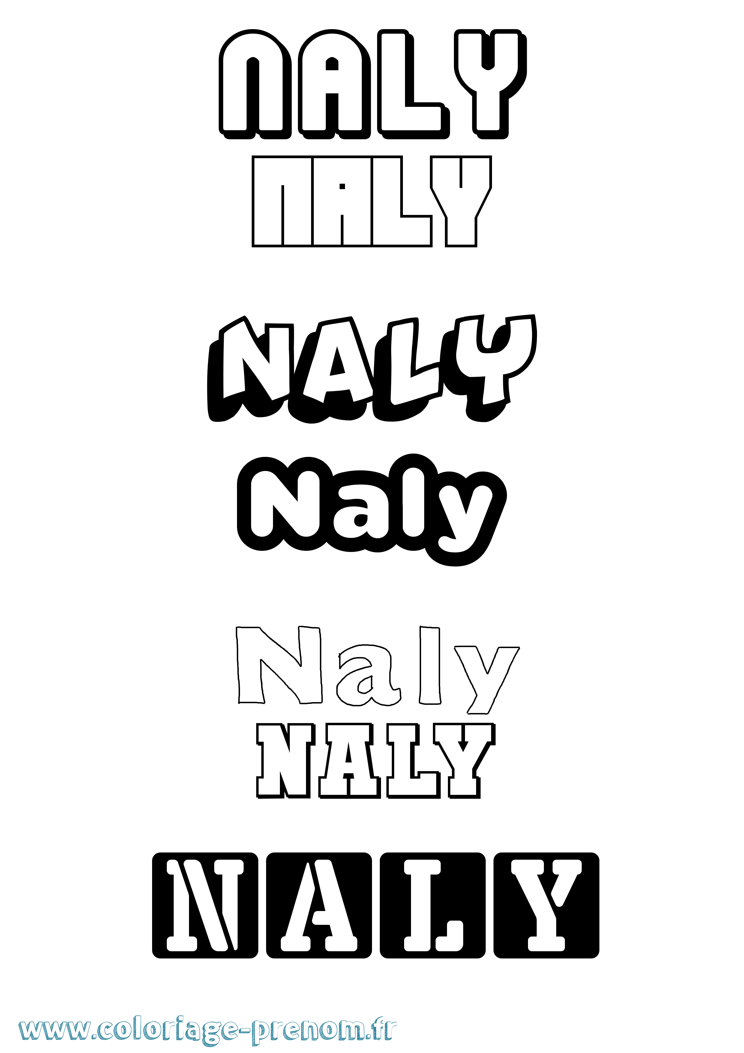 Coloriage prénom Naly Simple