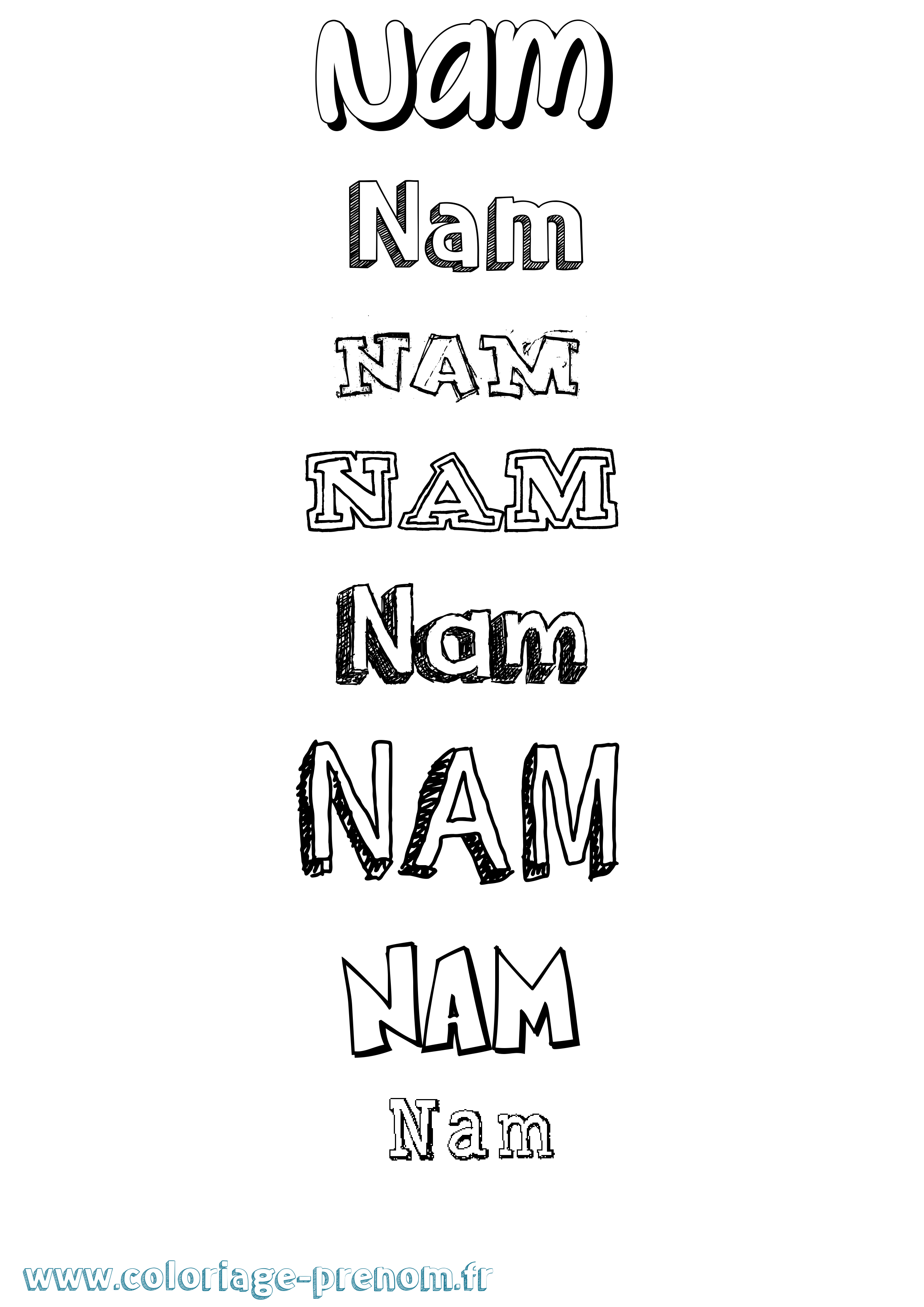 Coloriage prénom Nam Dessiné