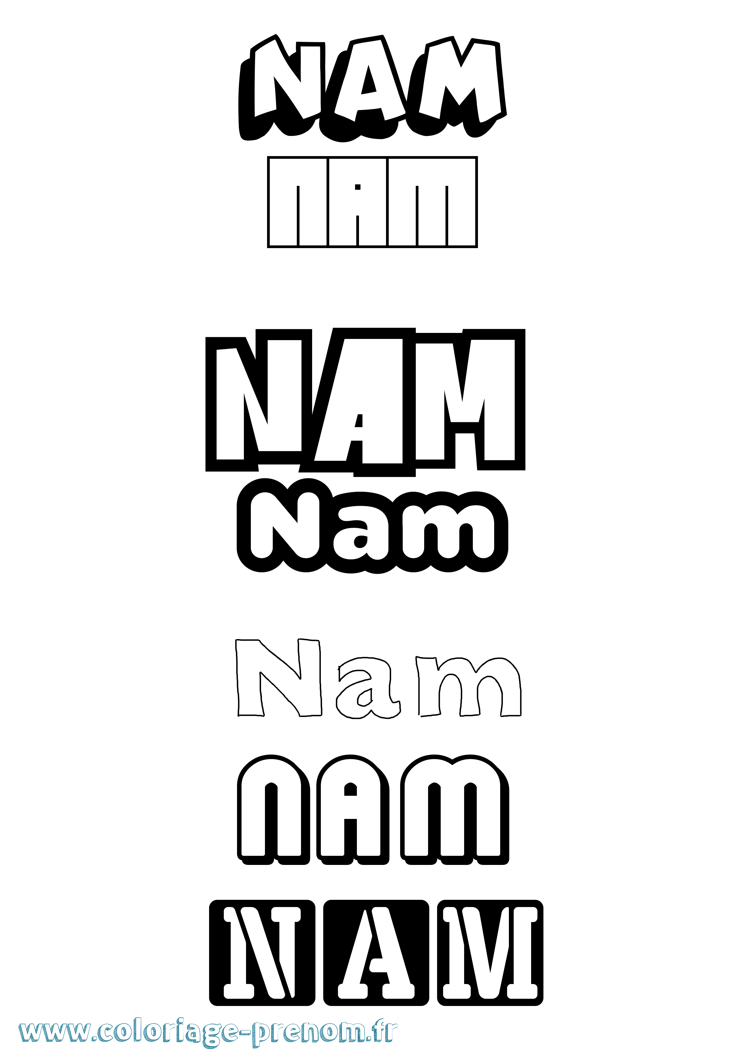 Coloriage prénom Nam Simple