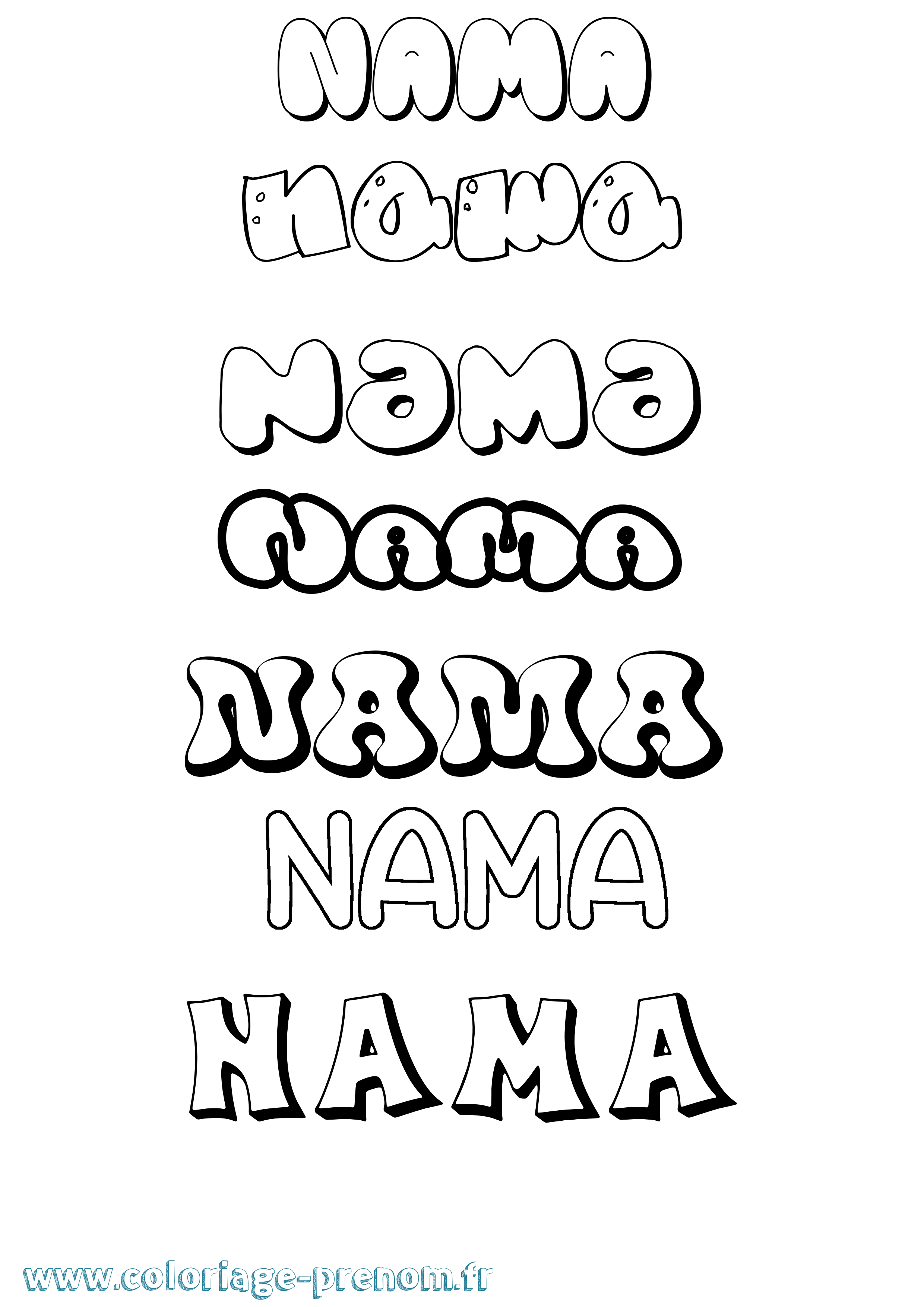 Coloriage Nama Bubble Coloriage prénom Nama Bubble