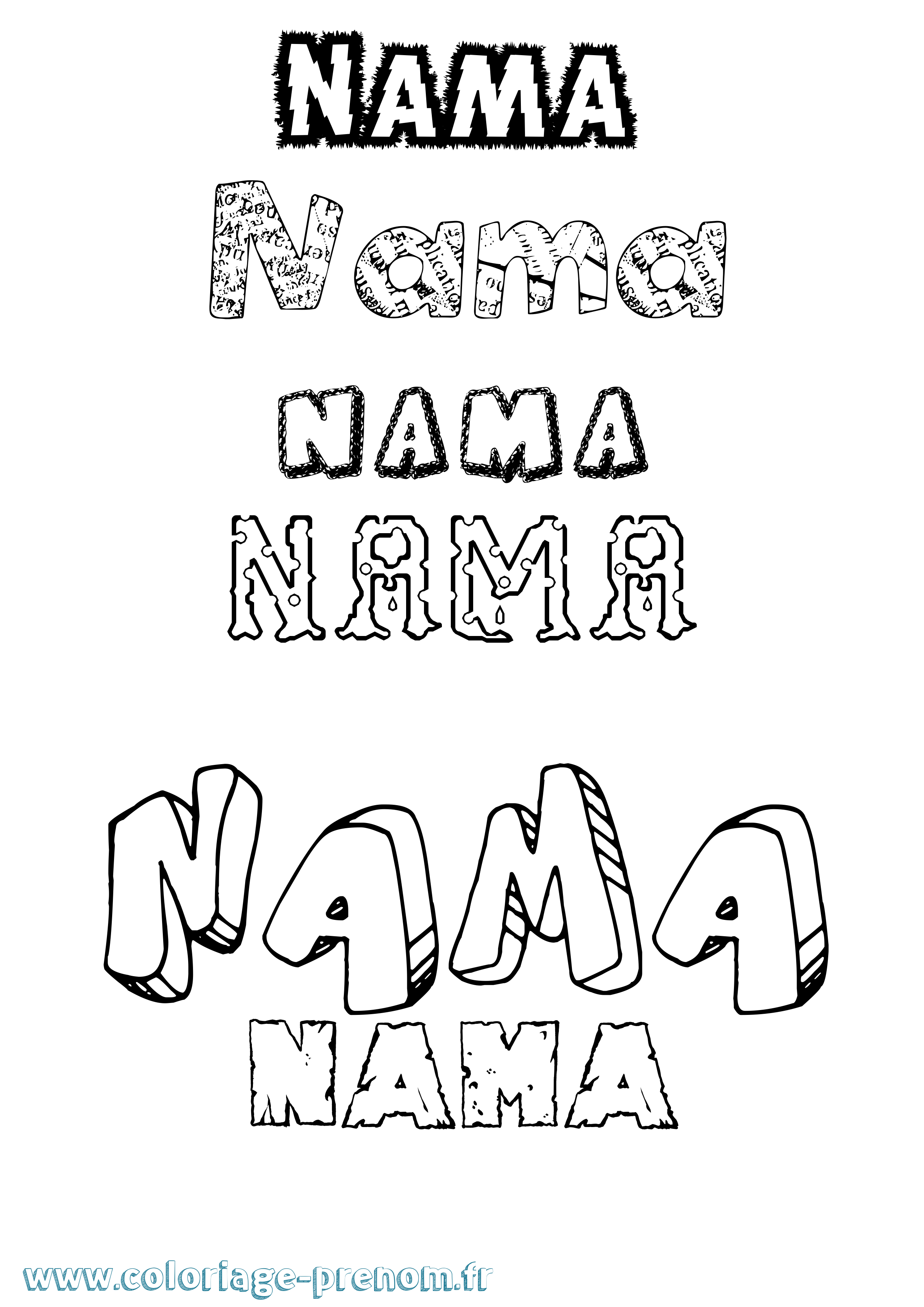 Coloriage Nama Destructuré Coloriage prénom Nama Destructuré