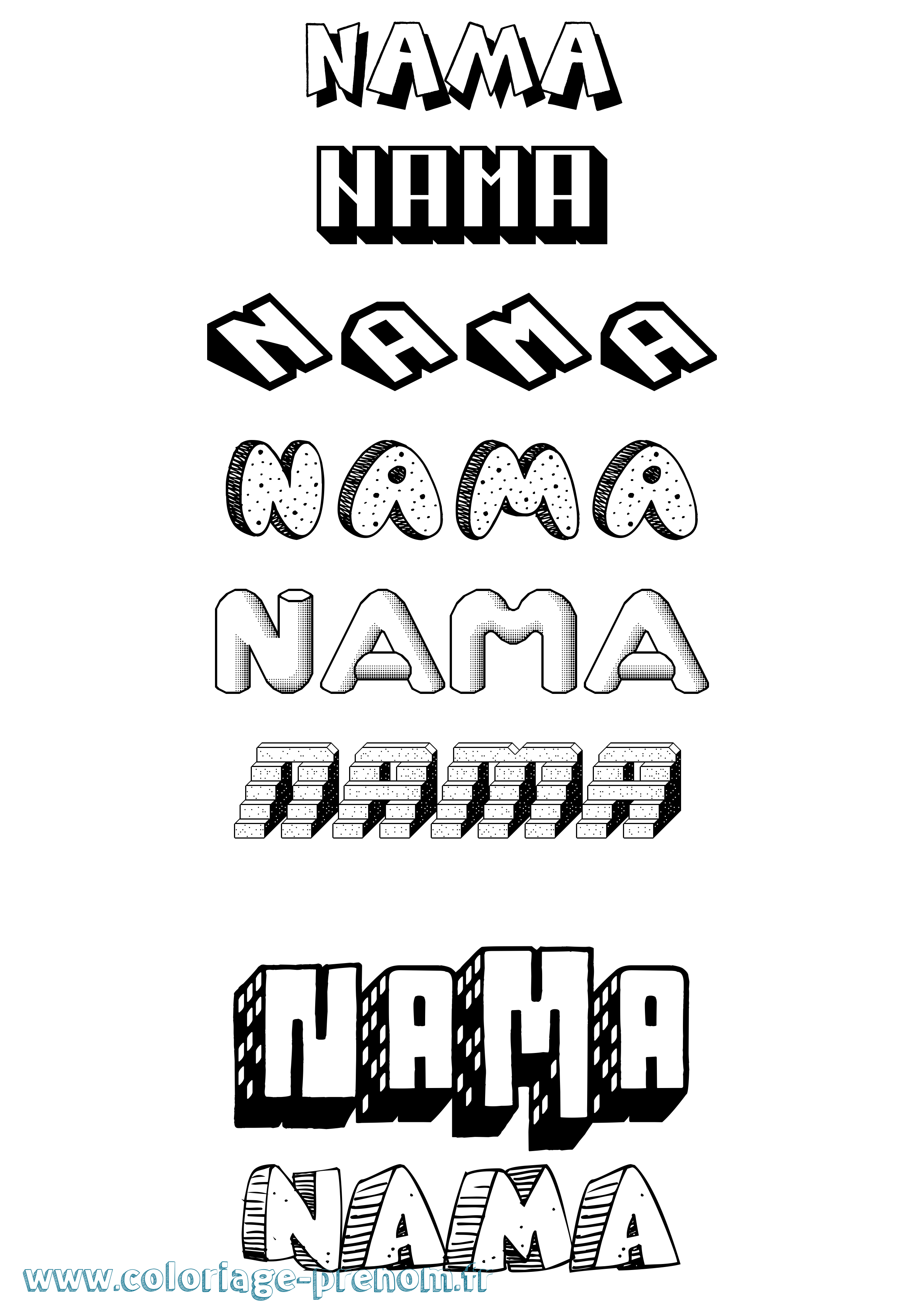 Coloriage Nama Effet 3D Coloriage prénom Nama Effet 3D