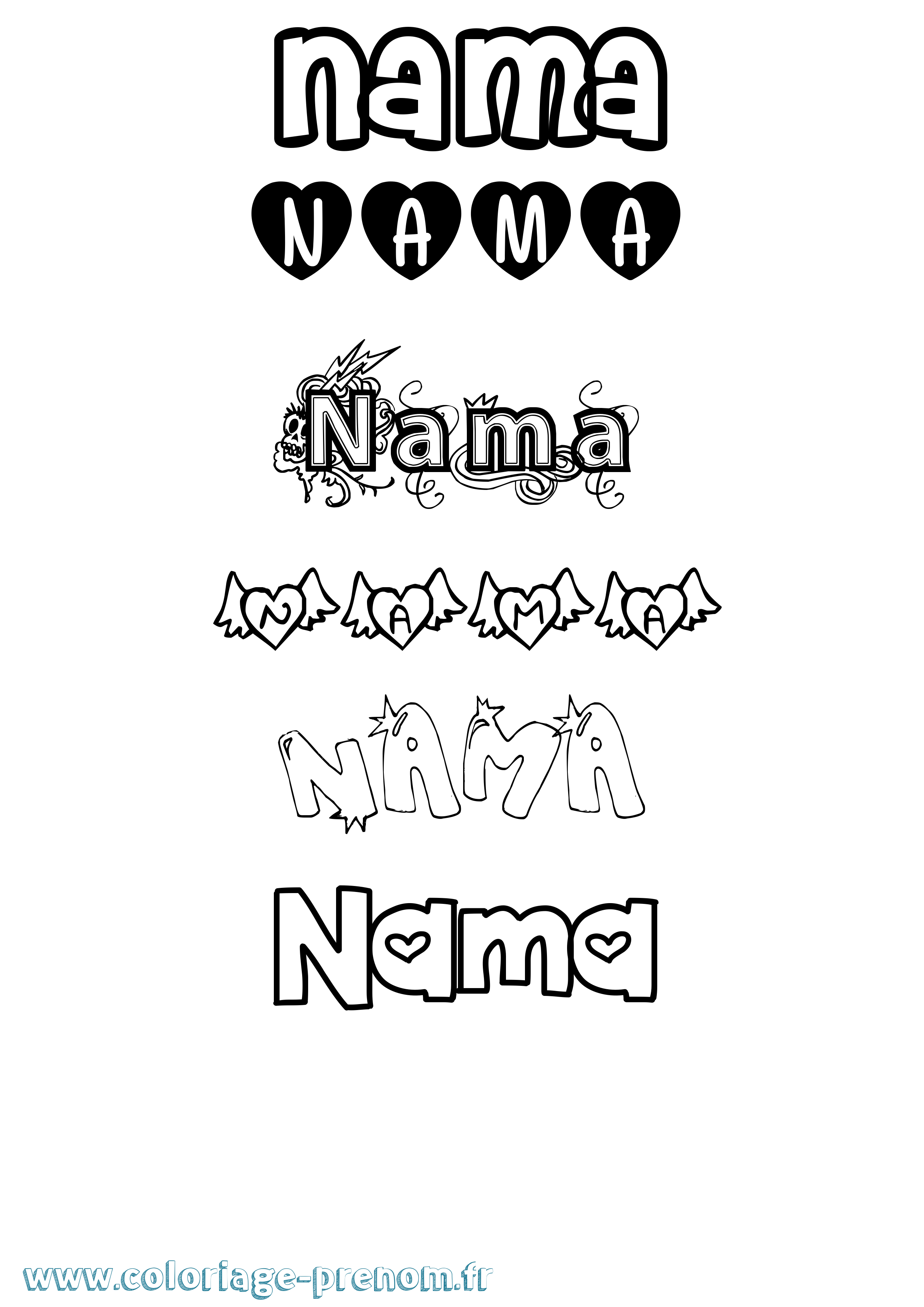 Coloriage Nama Girly Coloriage prénom Nama Girly