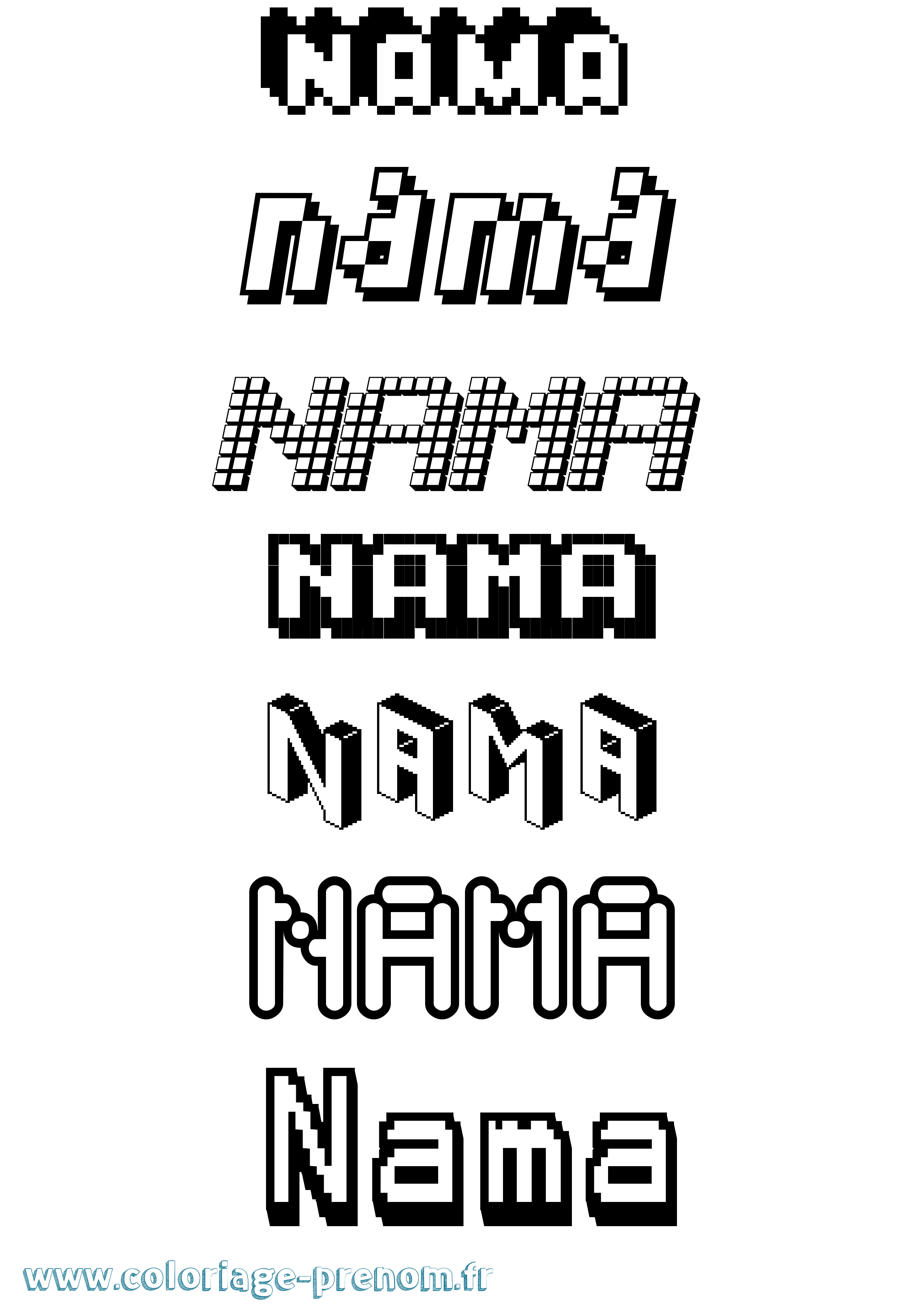 Coloriage Nama Pixel Coloriage prénom Nama Pixel