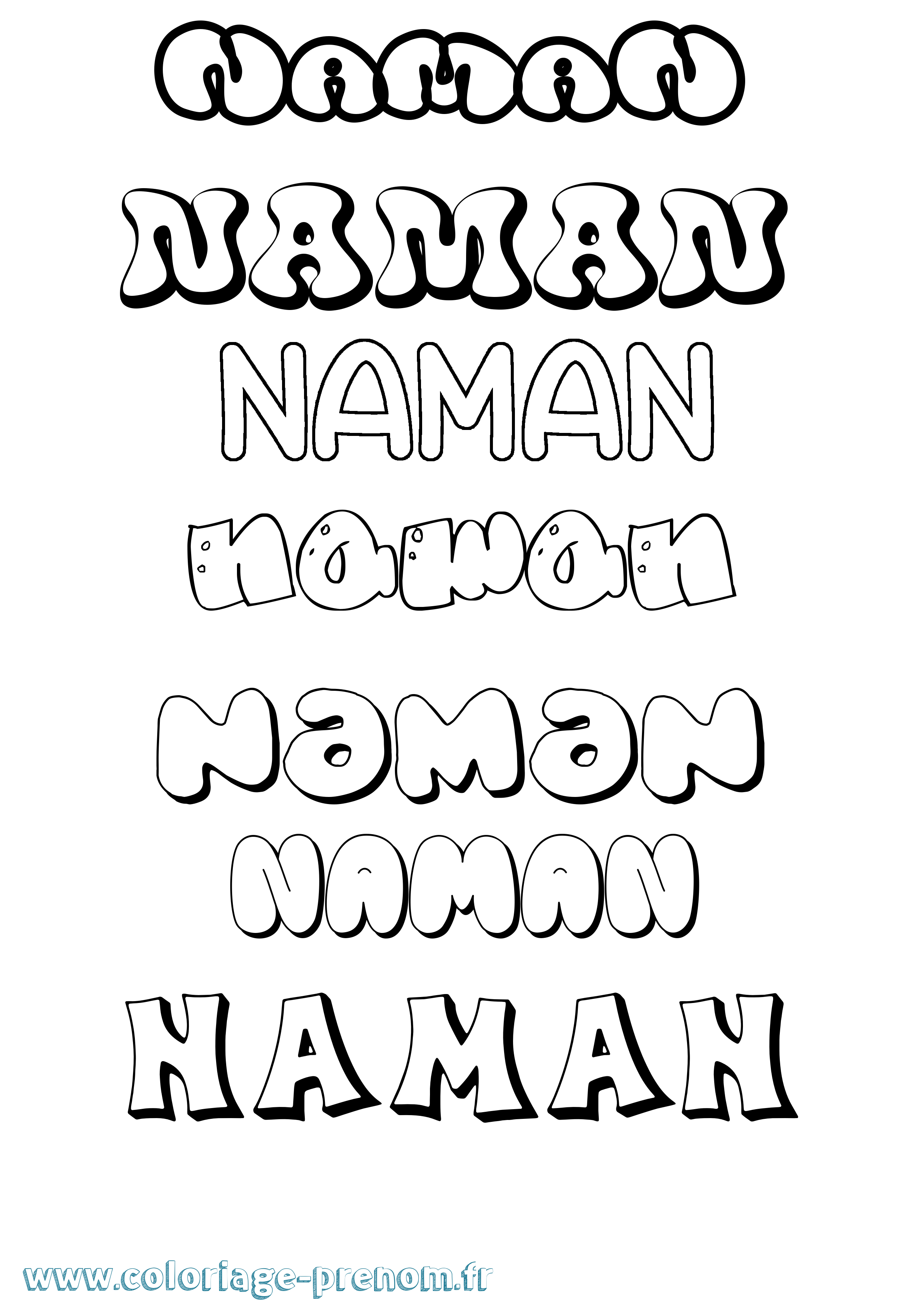 Coloriage prénom Naman Bubble