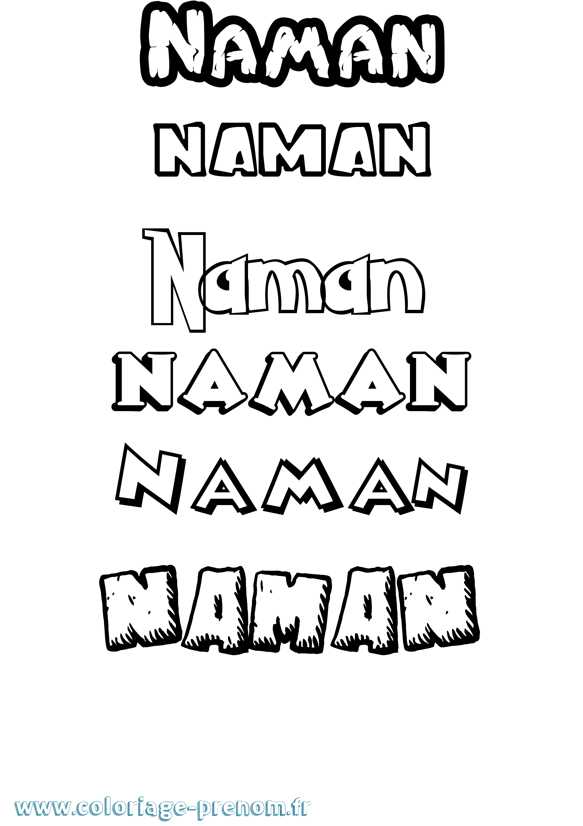 Coloriage prénom Naman Dessin Animé