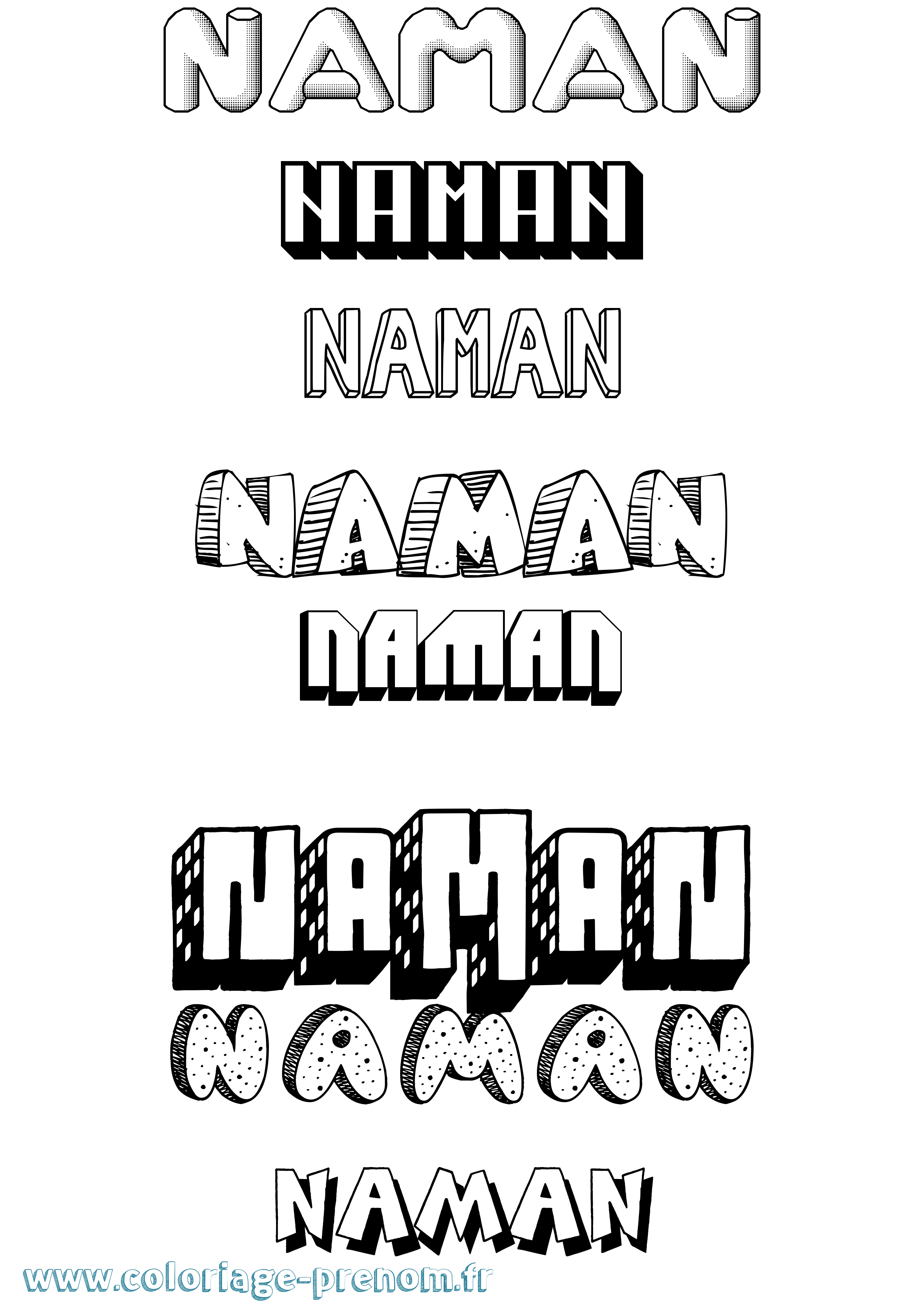 Coloriage prénom Naman Effet 3D