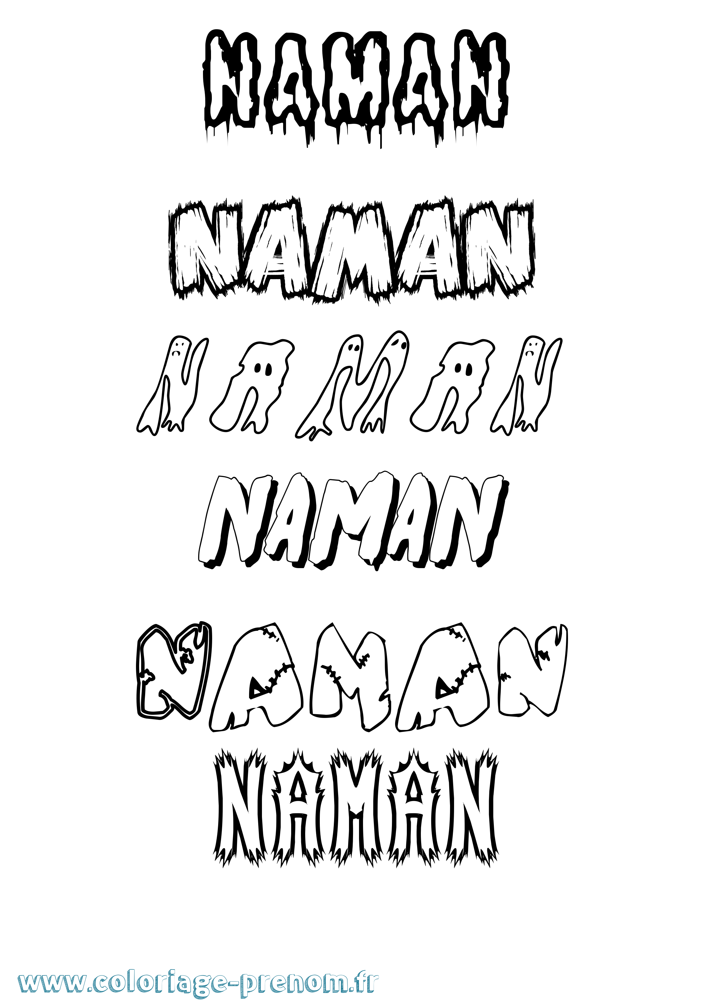 Coloriage prénom Naman Frisson
