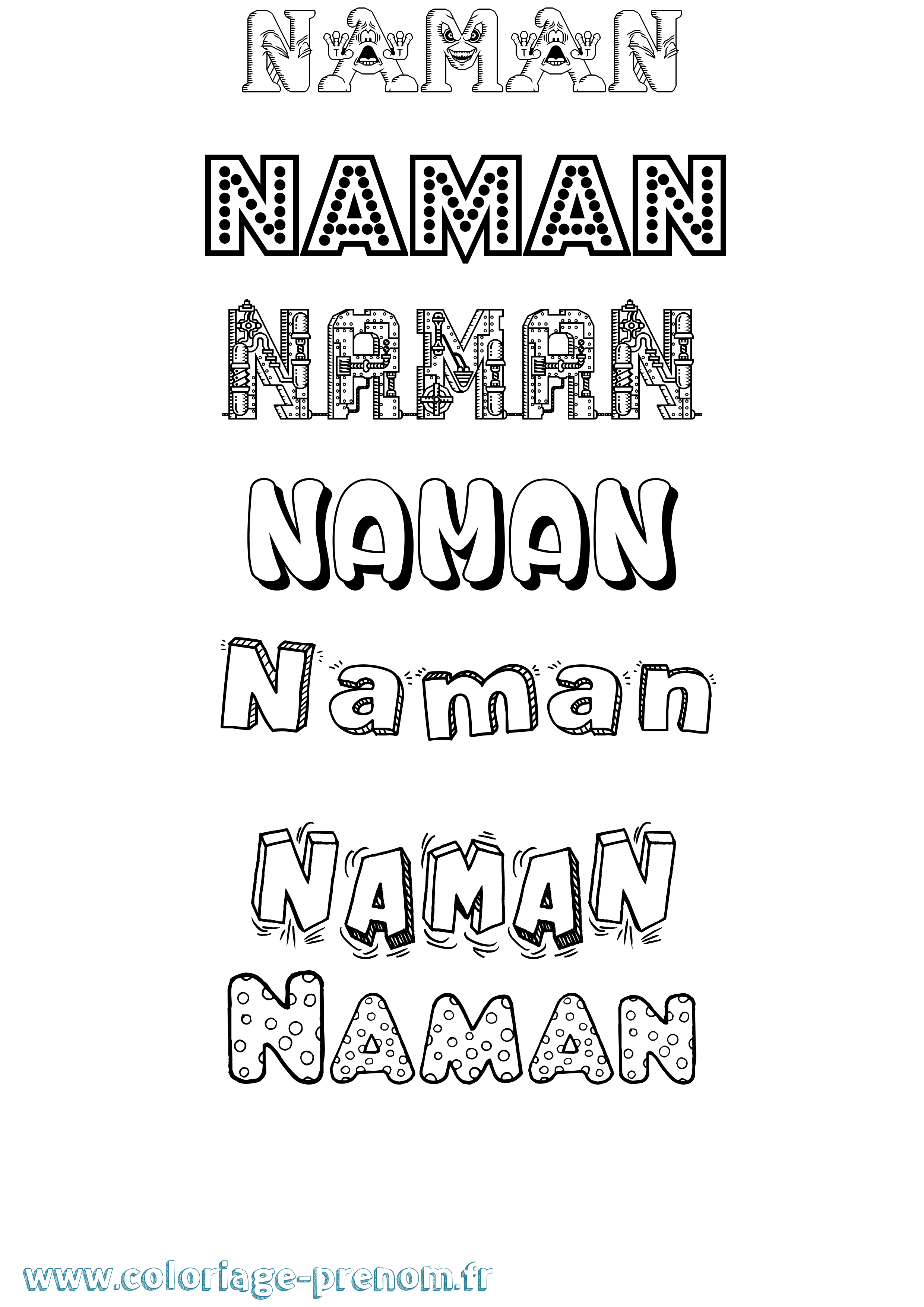 Coloriage prénom Naman Fun