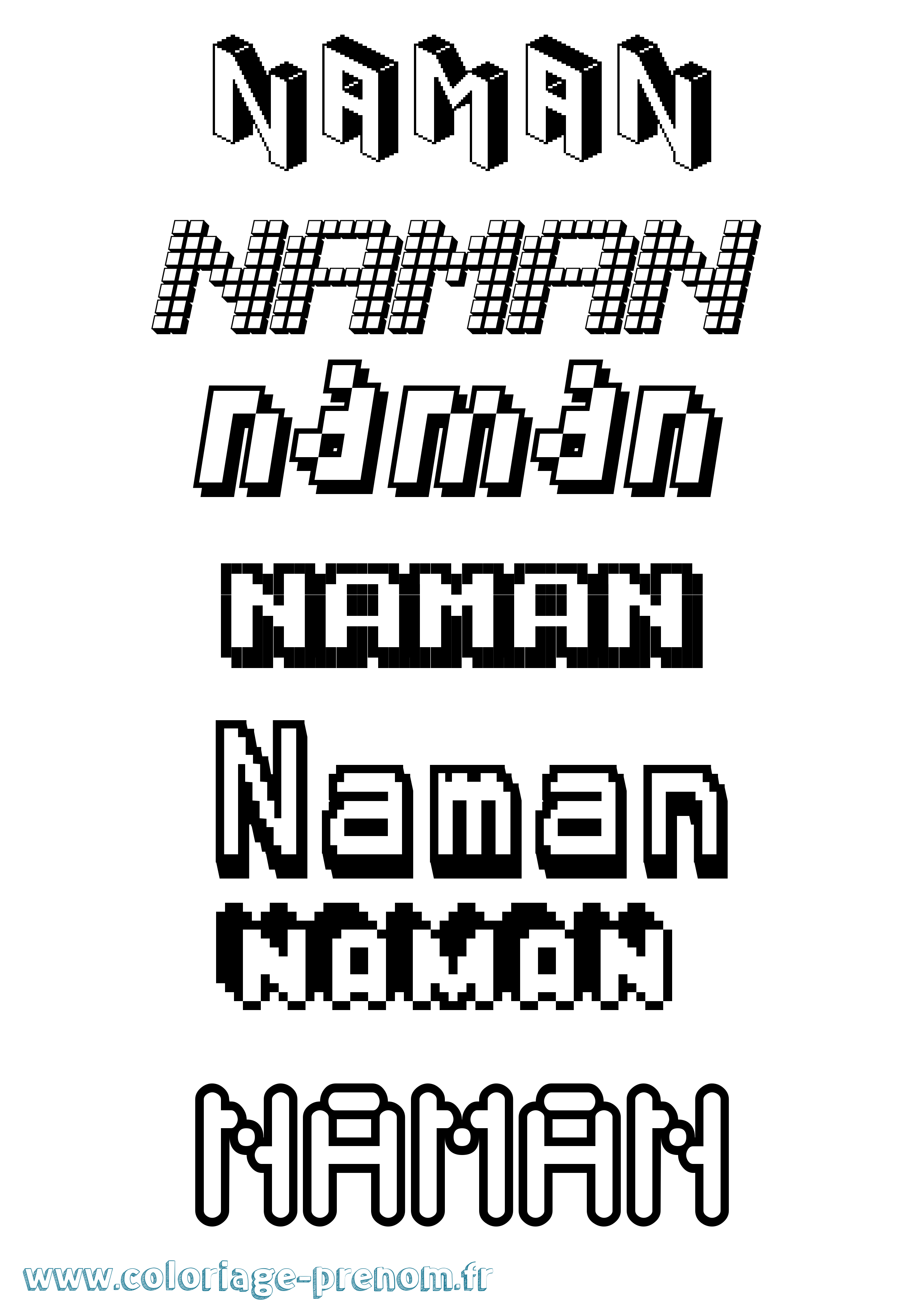 Coloriage prénom Naman Pixel