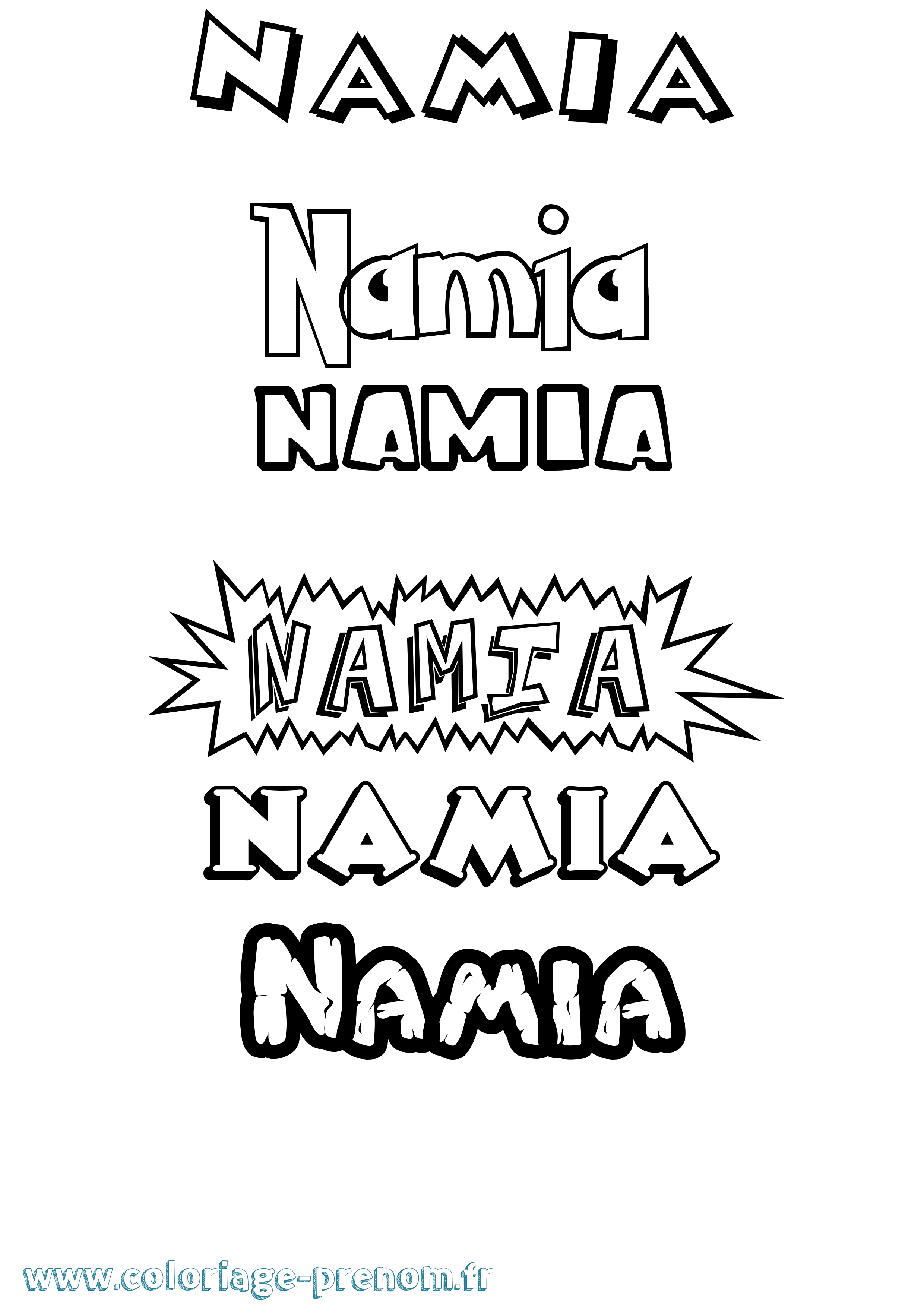 Coloriage prénom Namia Dessin Animé