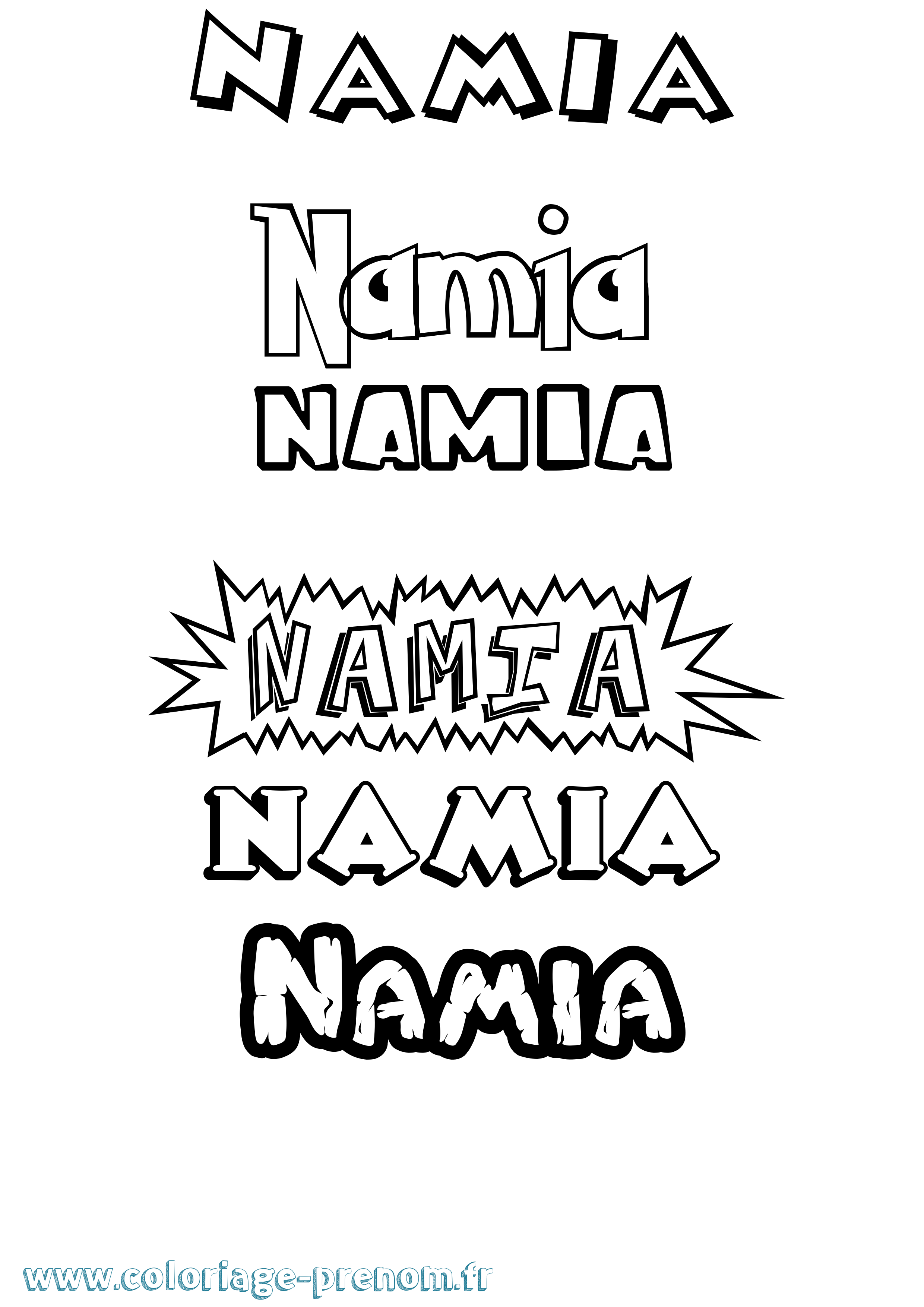 Coloriage Namia Dessin Animé Coloriage prénom Namia Dessin Animé