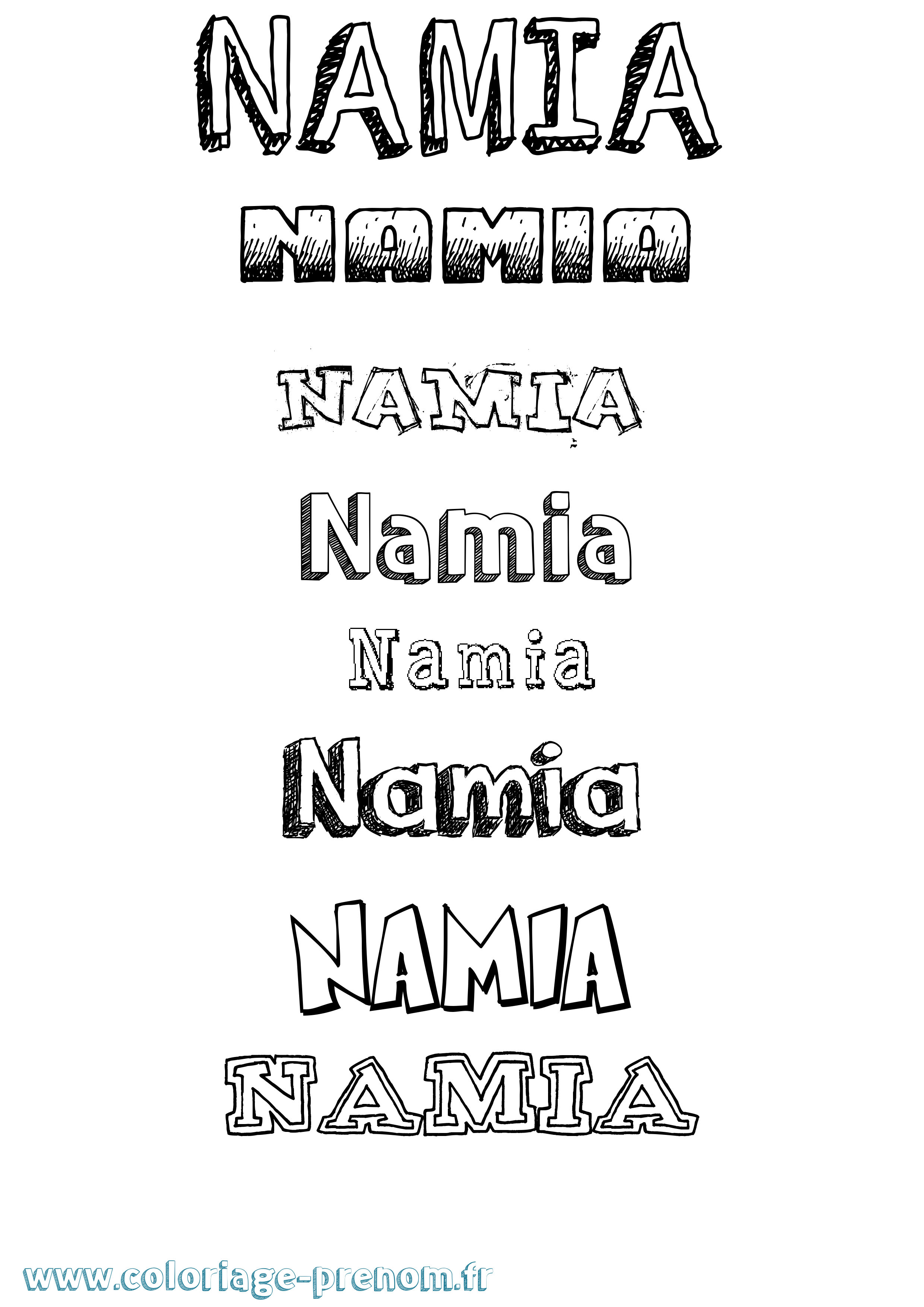 Coloriage prénom Namia Dessiné