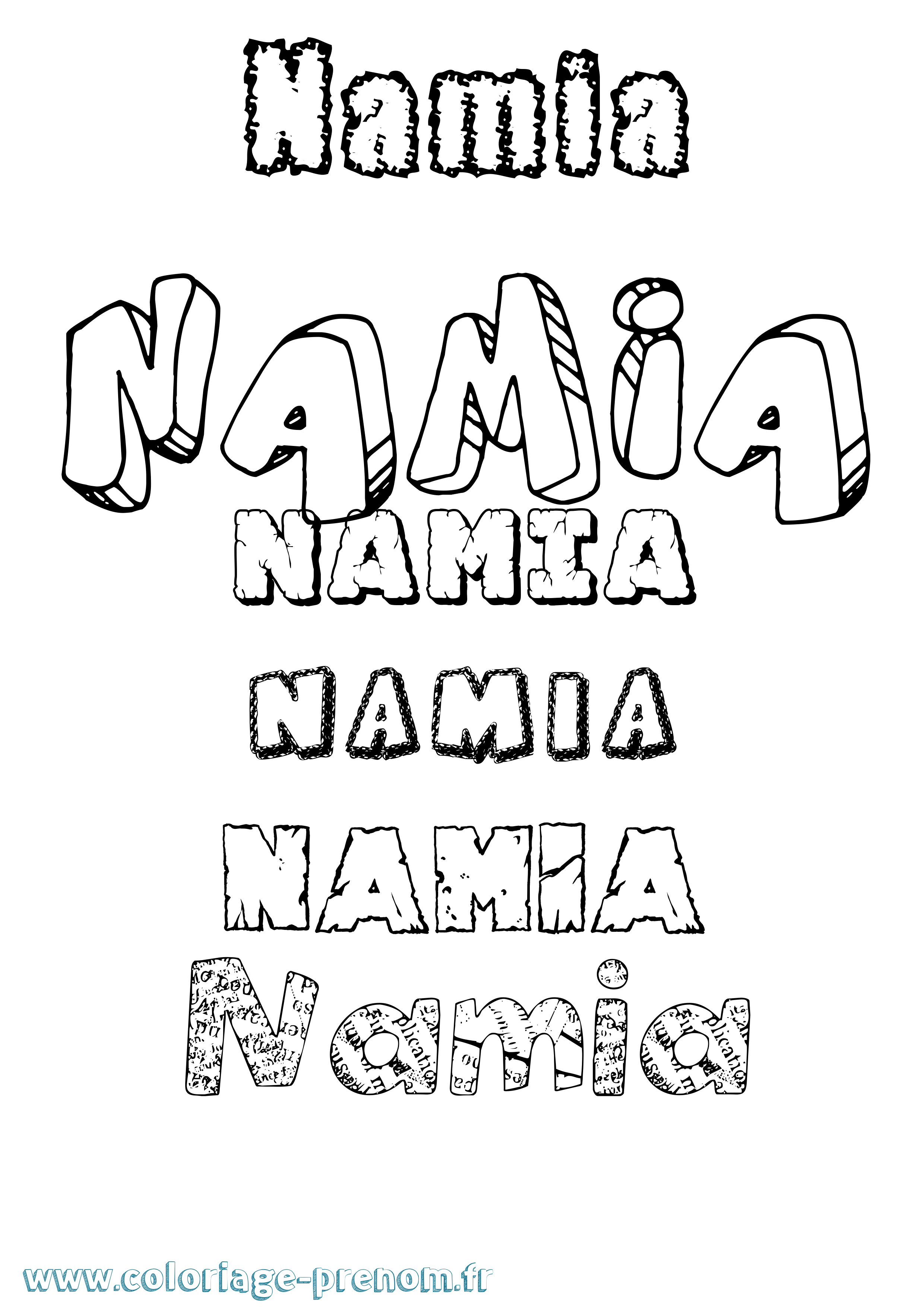 Coloriage Namia Destructuré Coloriage prénom Namia Destructuré