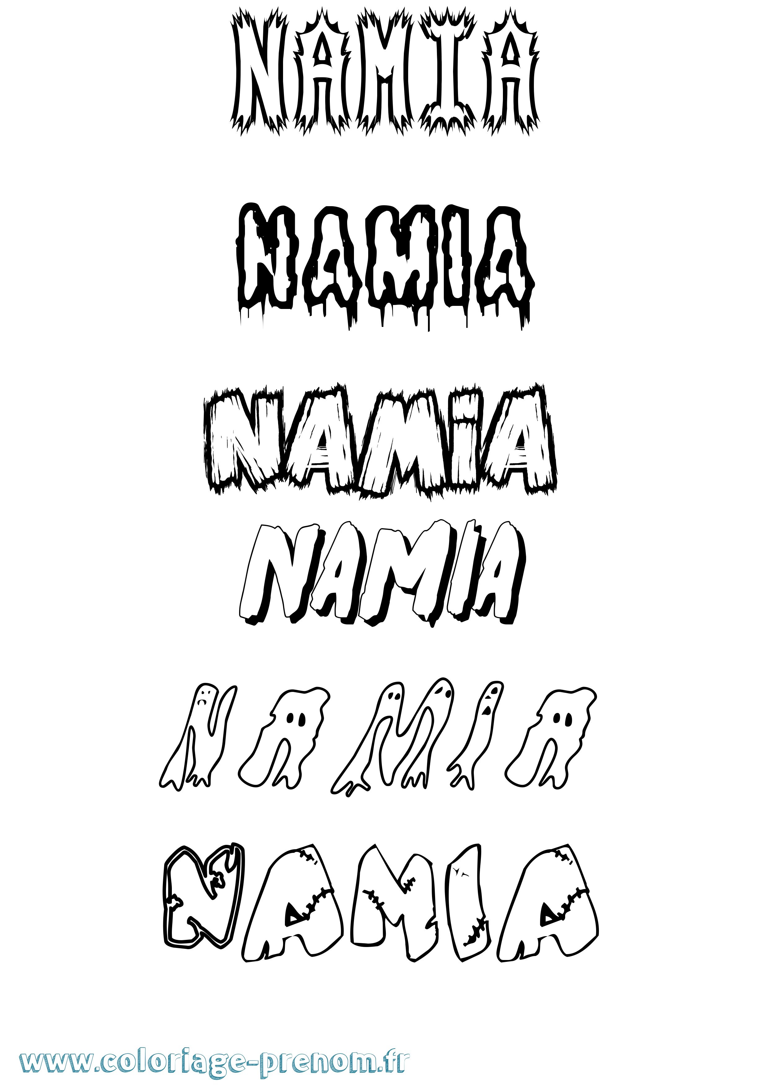 Coloriage Namia Frisson Coloriage prénom Namia Frisson