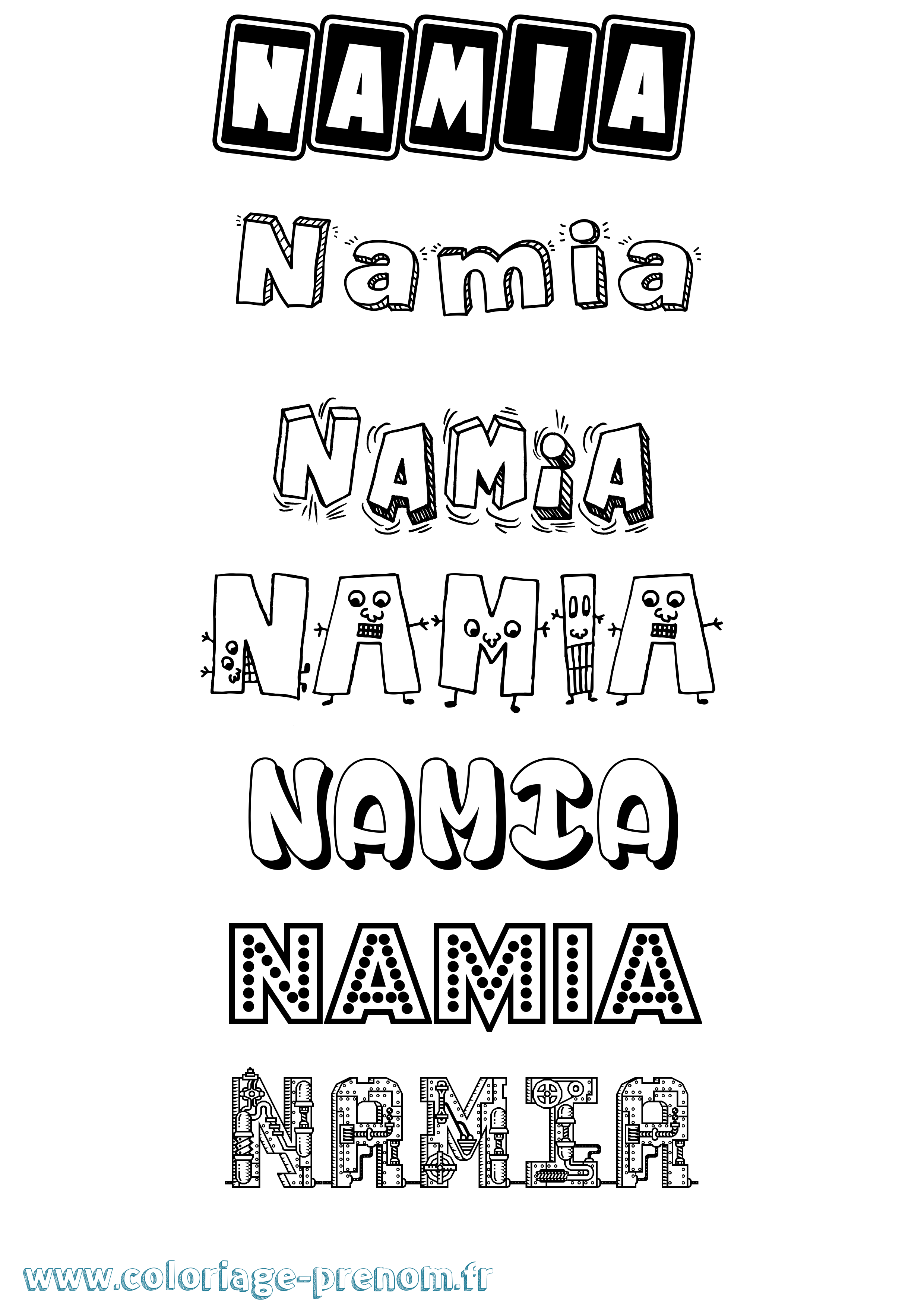 Coloriage prénom Namia Fun