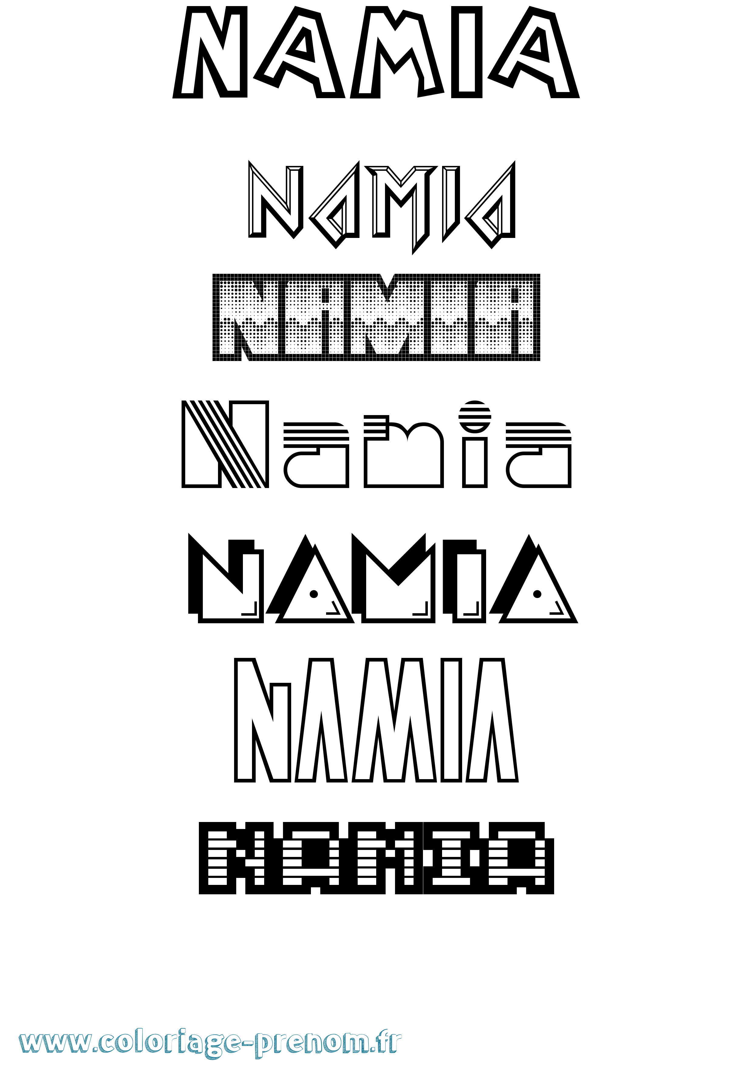 Coloriage prénom Namia Jeux Vidéos