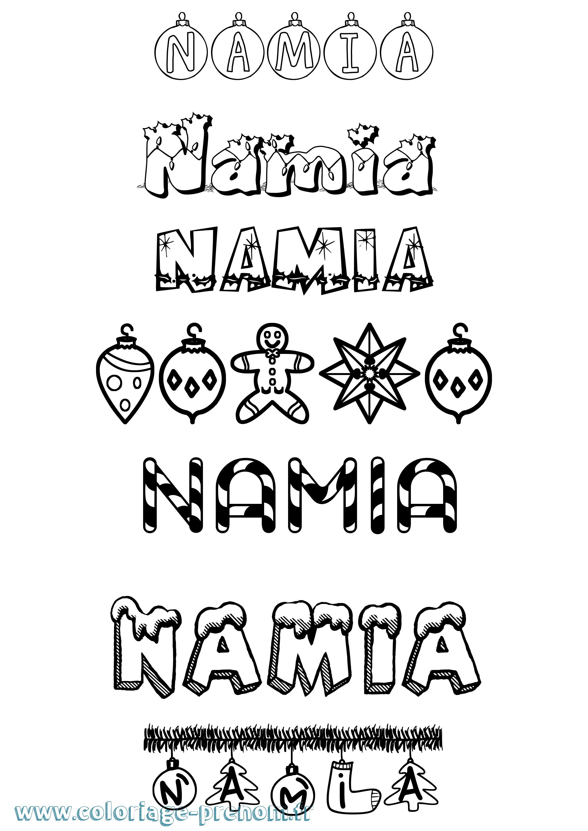Coloriage Namia Noël Coloriage prénom Namia Noël