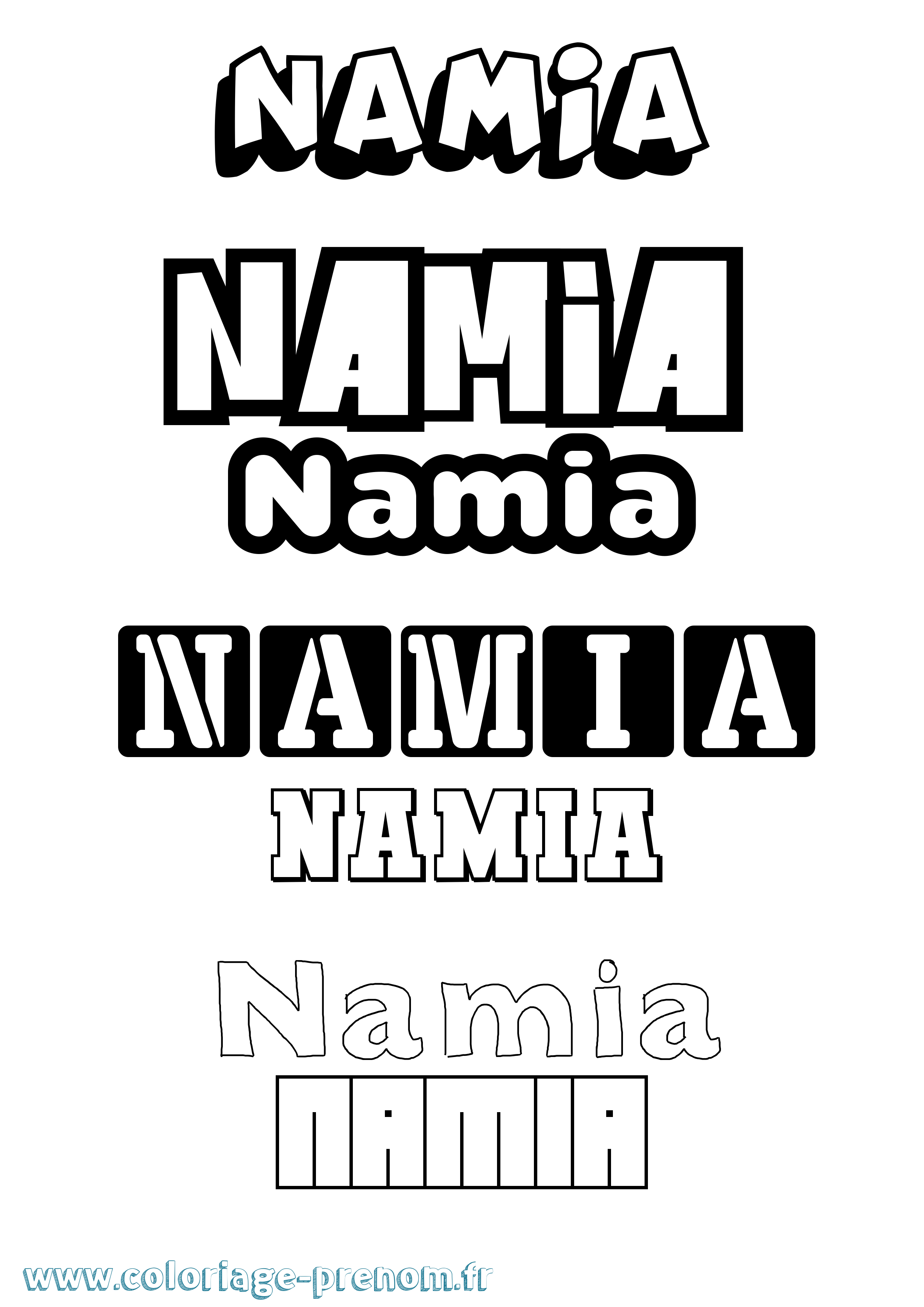 Coloriage prénom Namia Simple