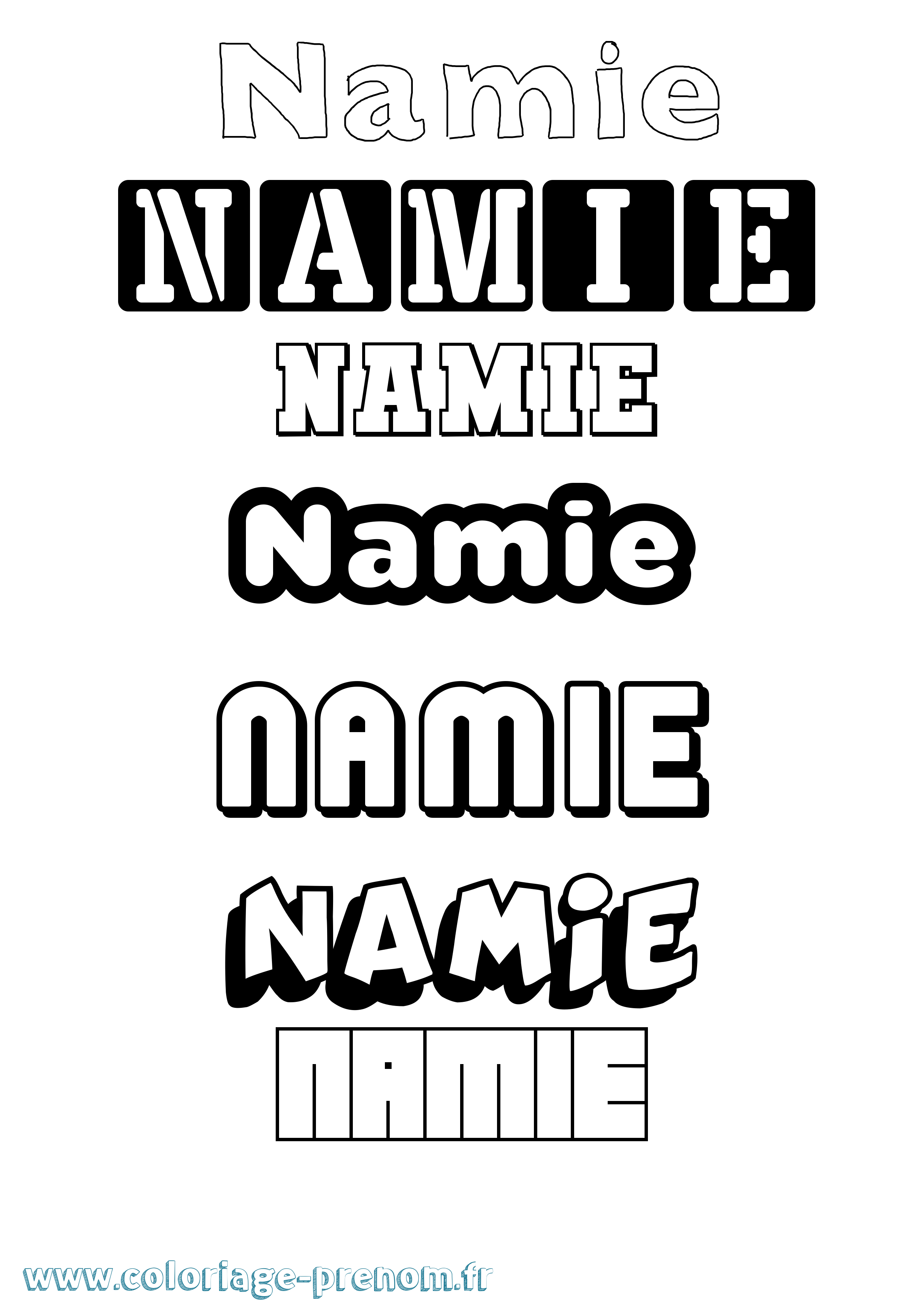 Coloriage prénom Namie Simple