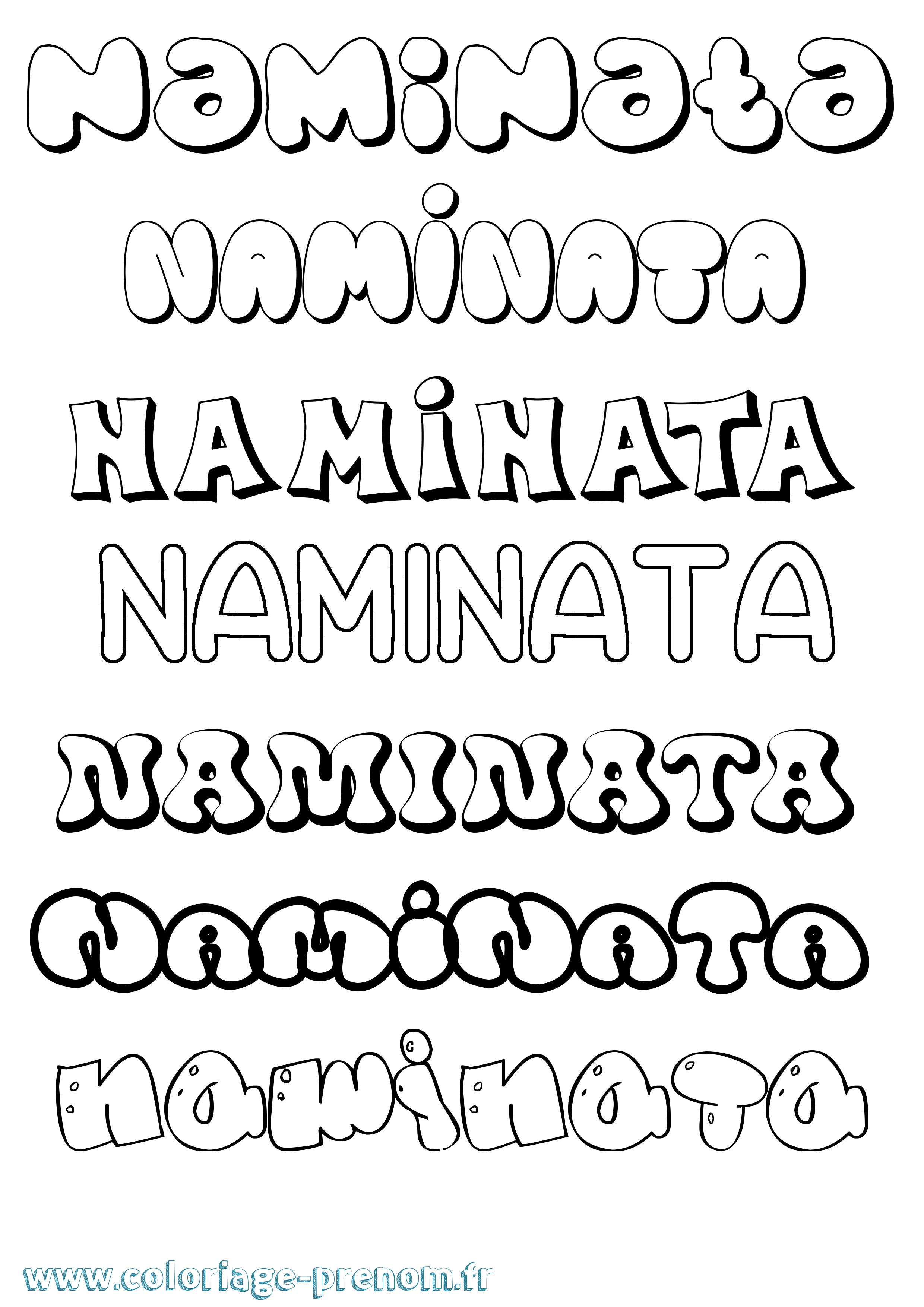 Coloriage prénom Naminata Bubble