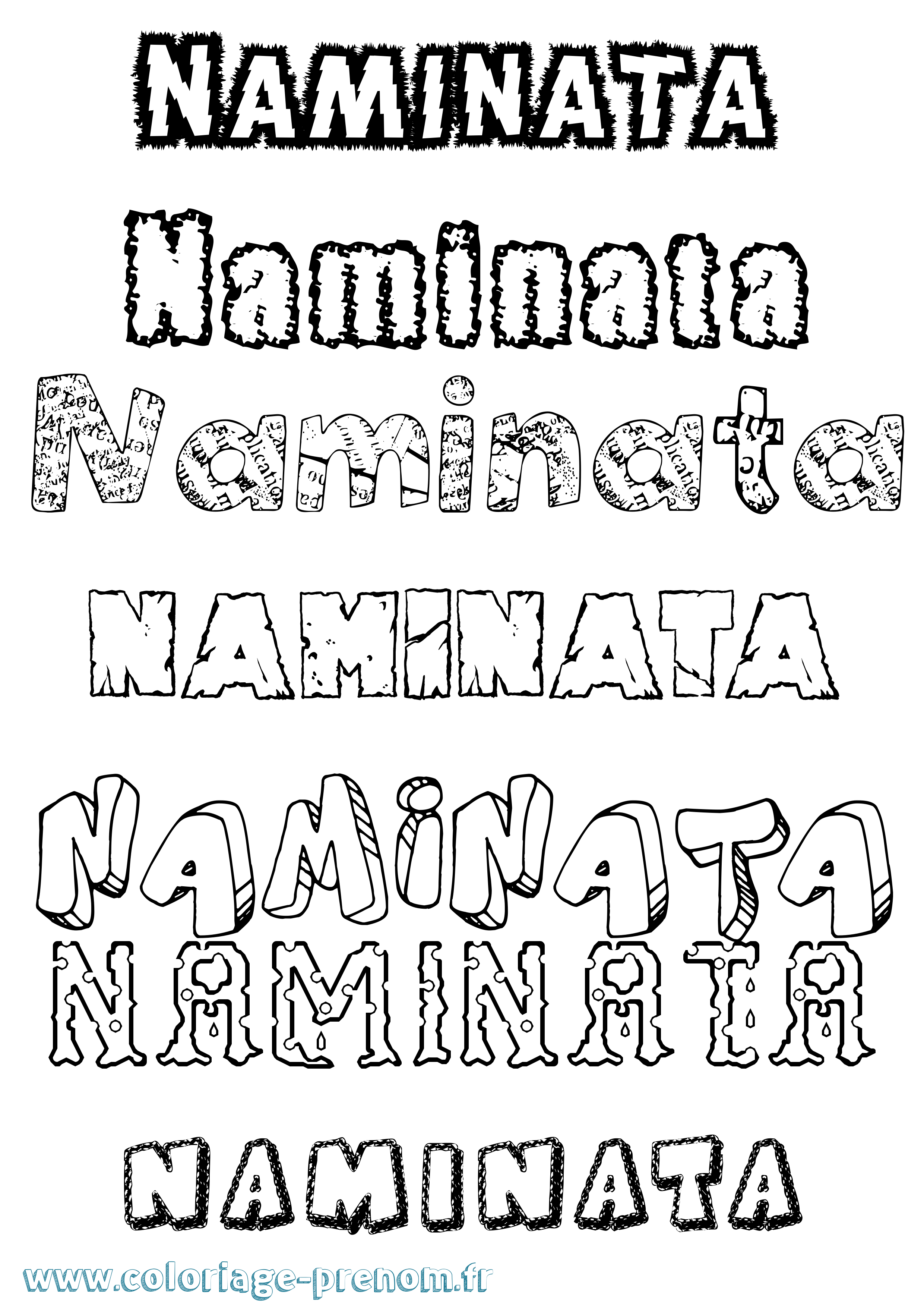Coloriage prénom Naminata Destructuré
