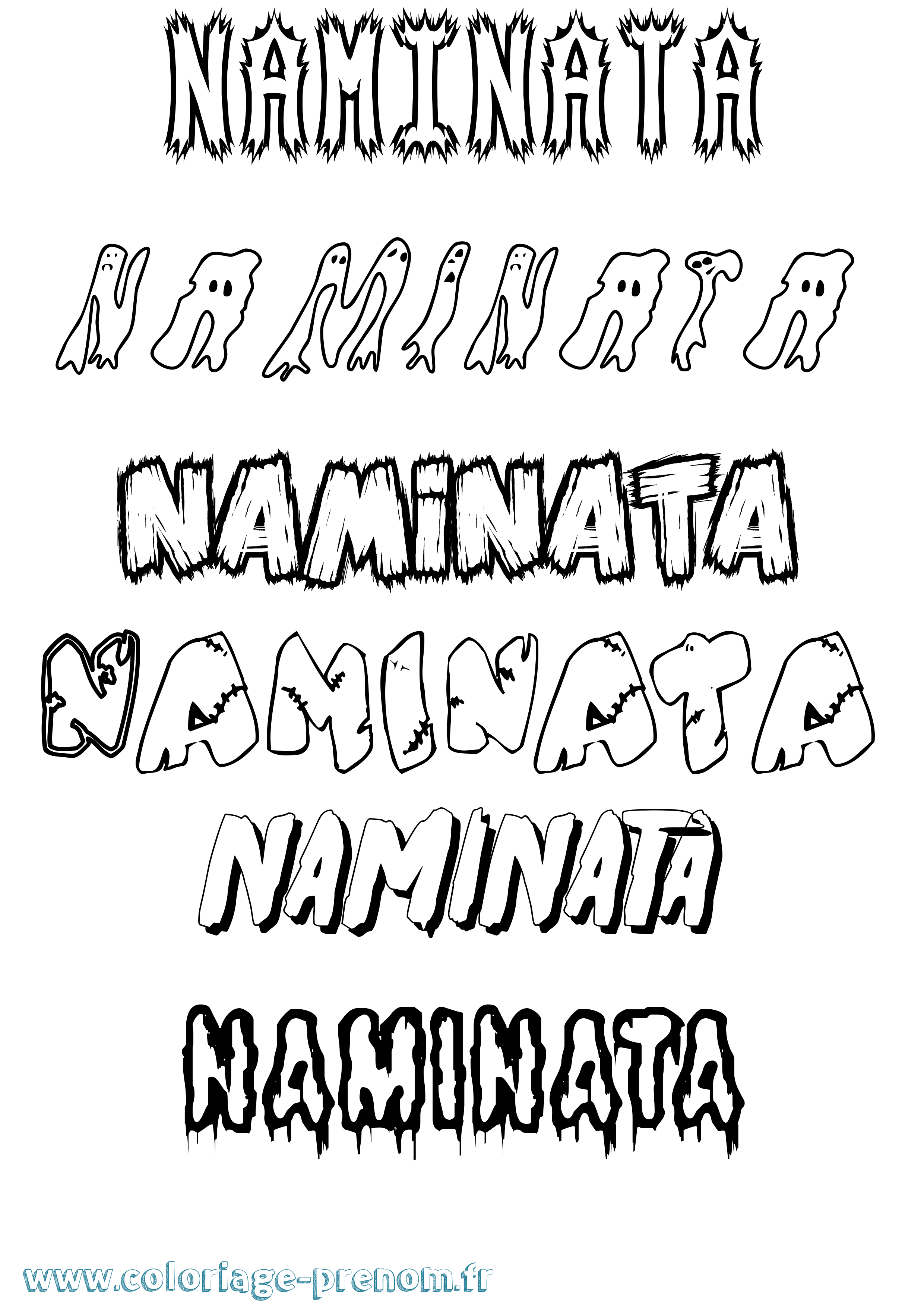 Coloriage prénom Naminata Frisson