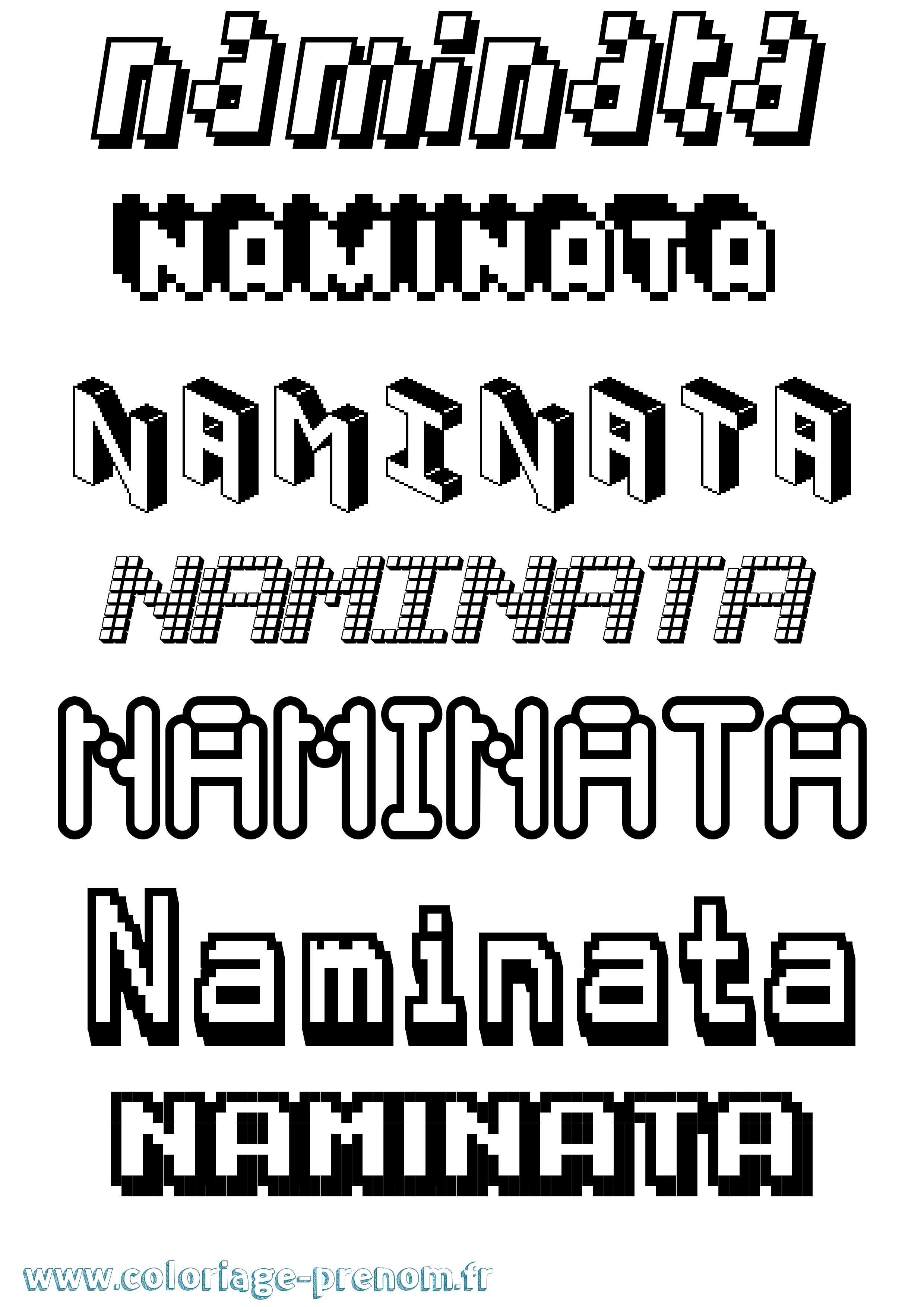 Coloriage prénom Naminata Pixel