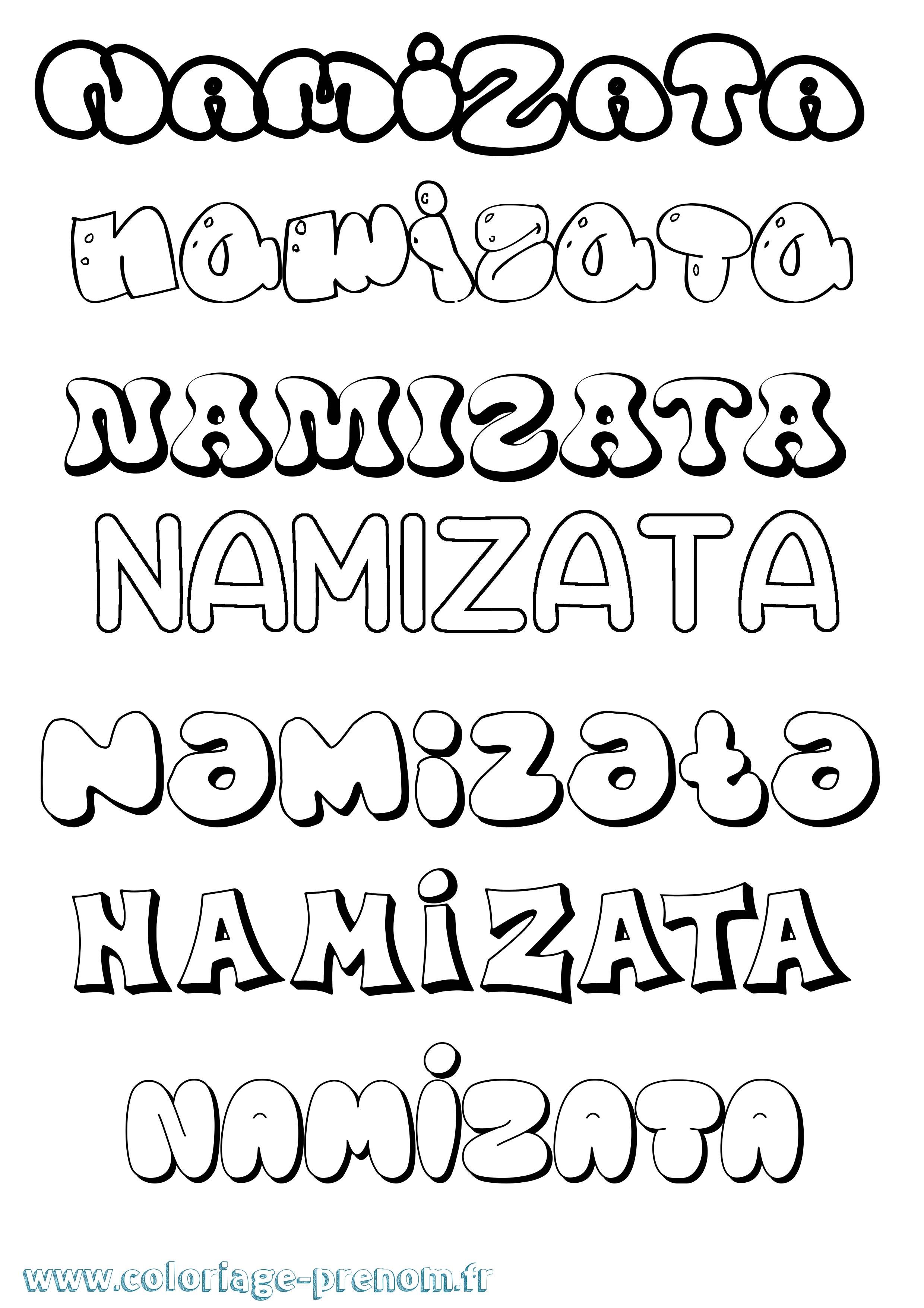 Coloriage prénom Namizata Bubble