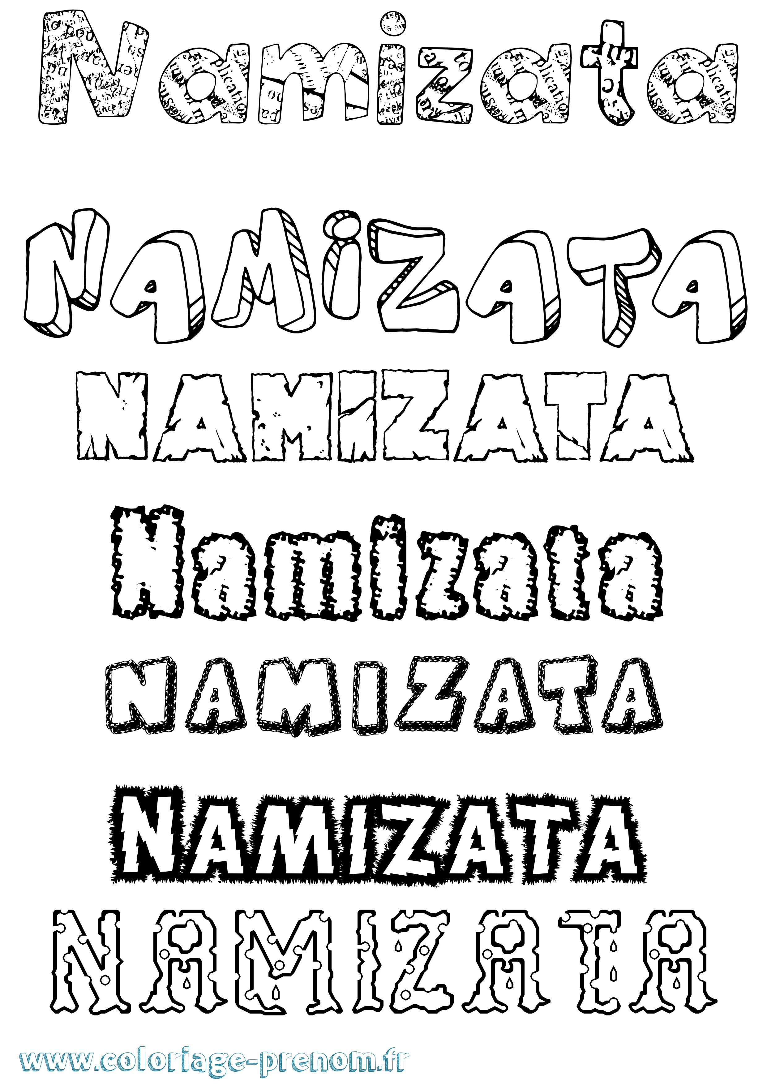 Coloriage prénom Namizata Destructuré