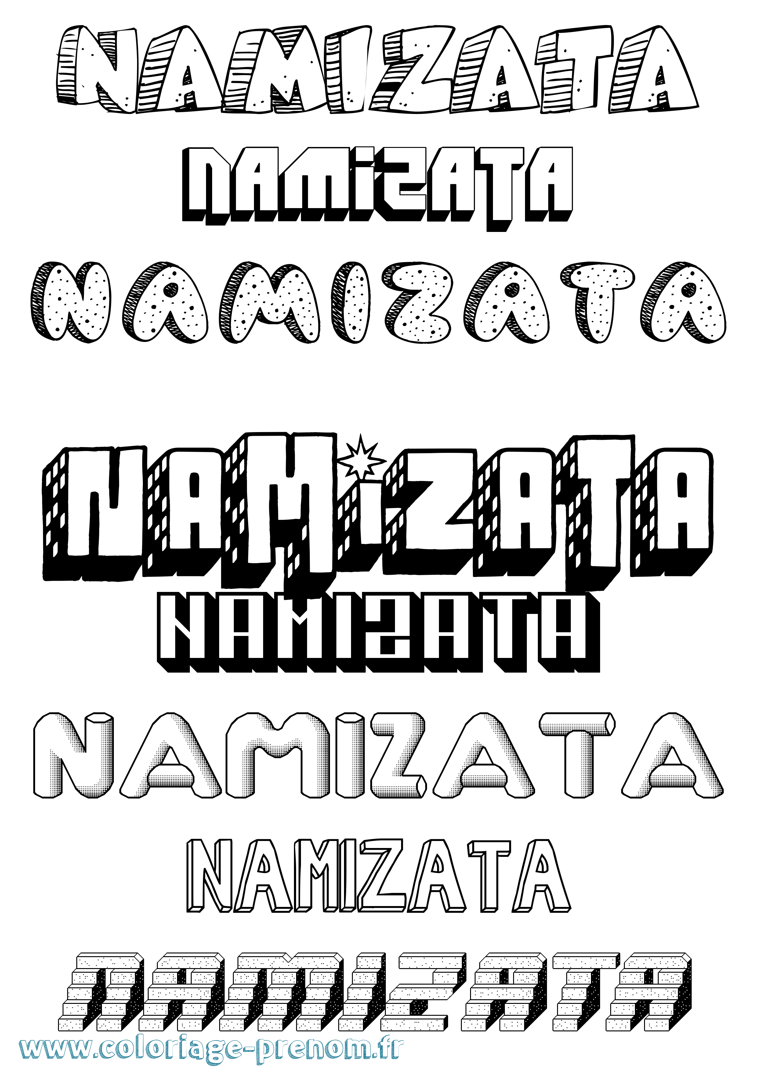Coloriage prénom Namizata Effet 3D