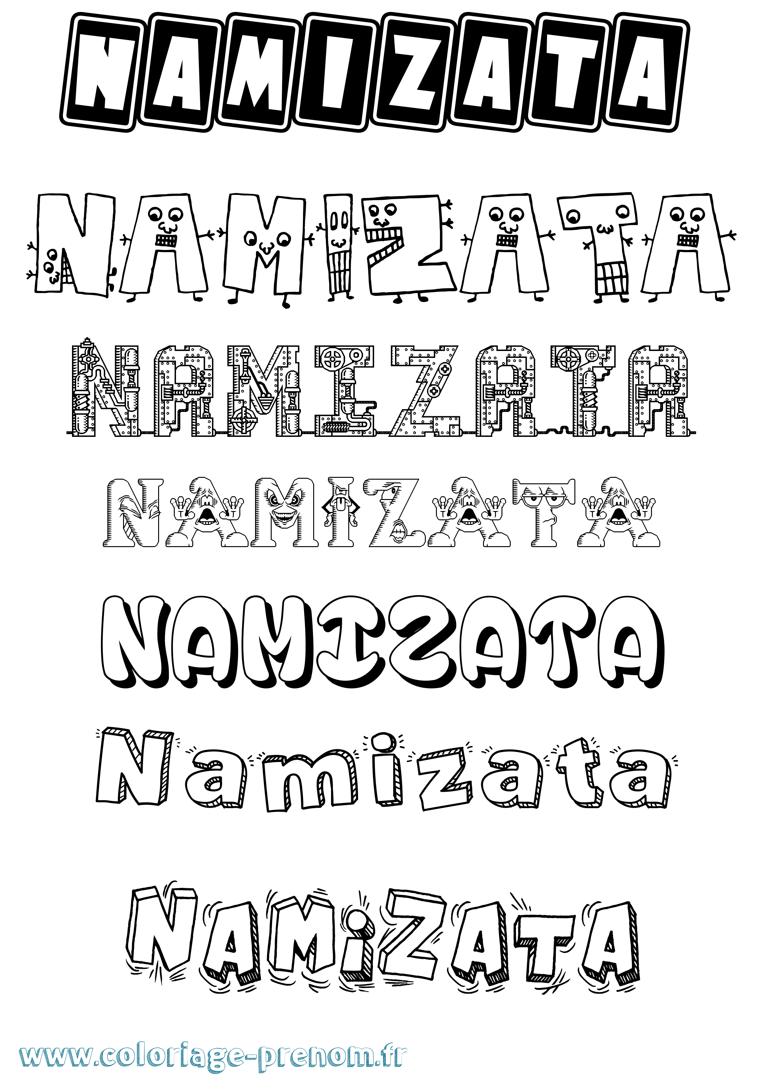 Coloriage prénom Namizata Fun