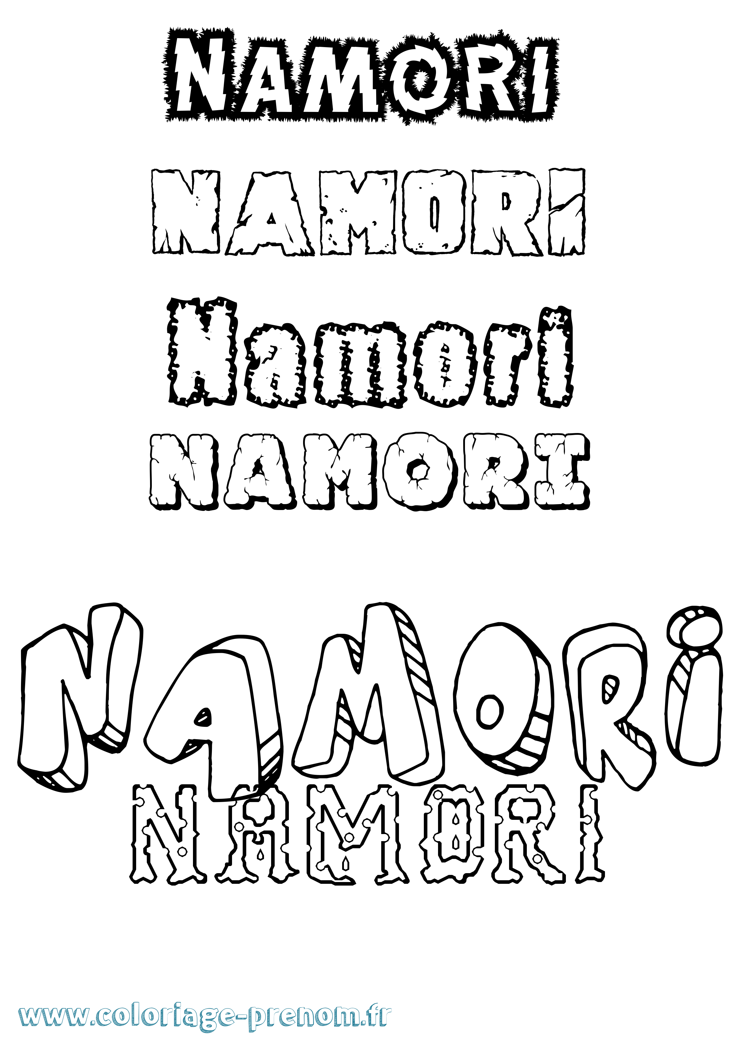Coloriage prénom Namori Destructuré