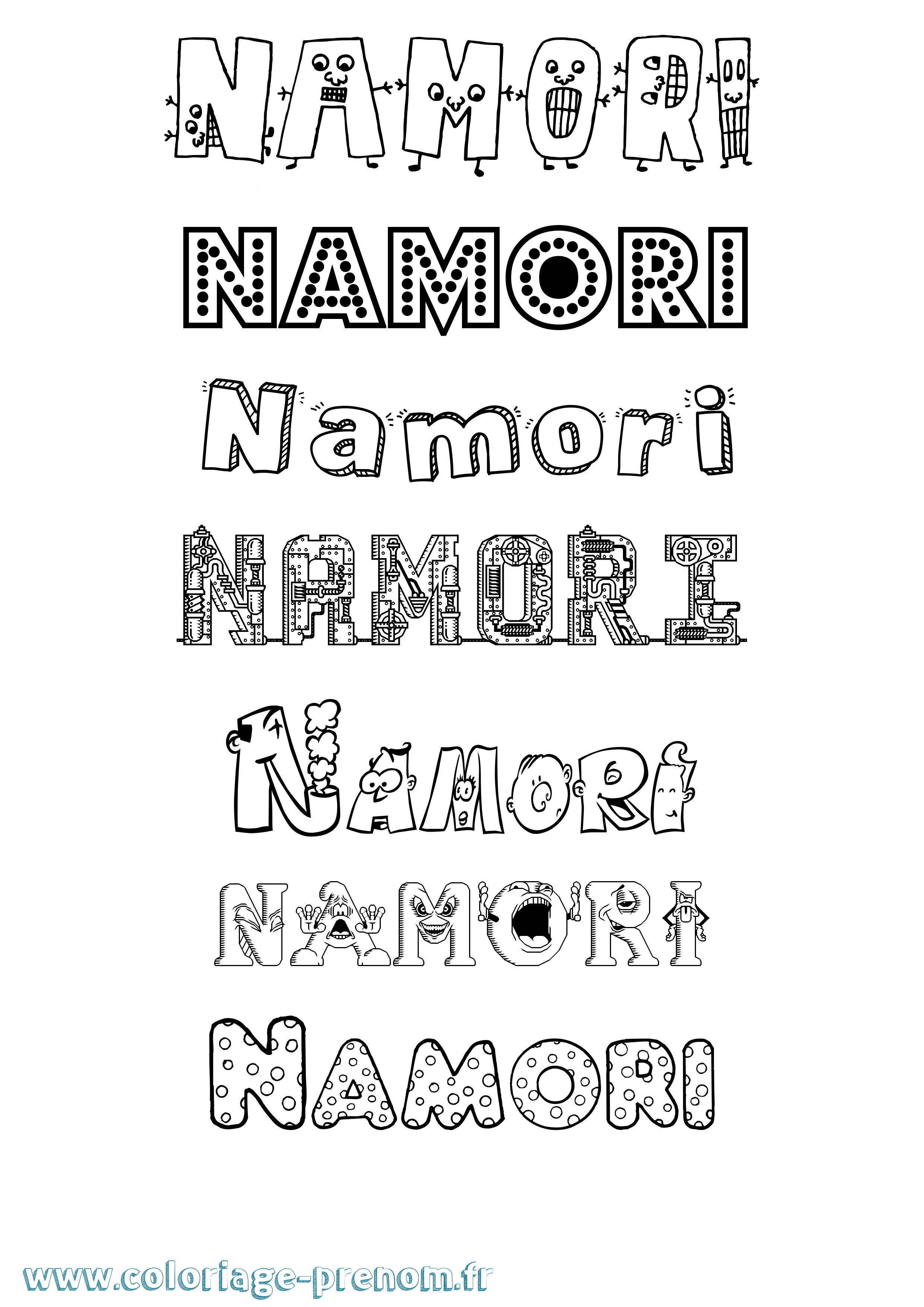 Coloriage prénom Namori Fun