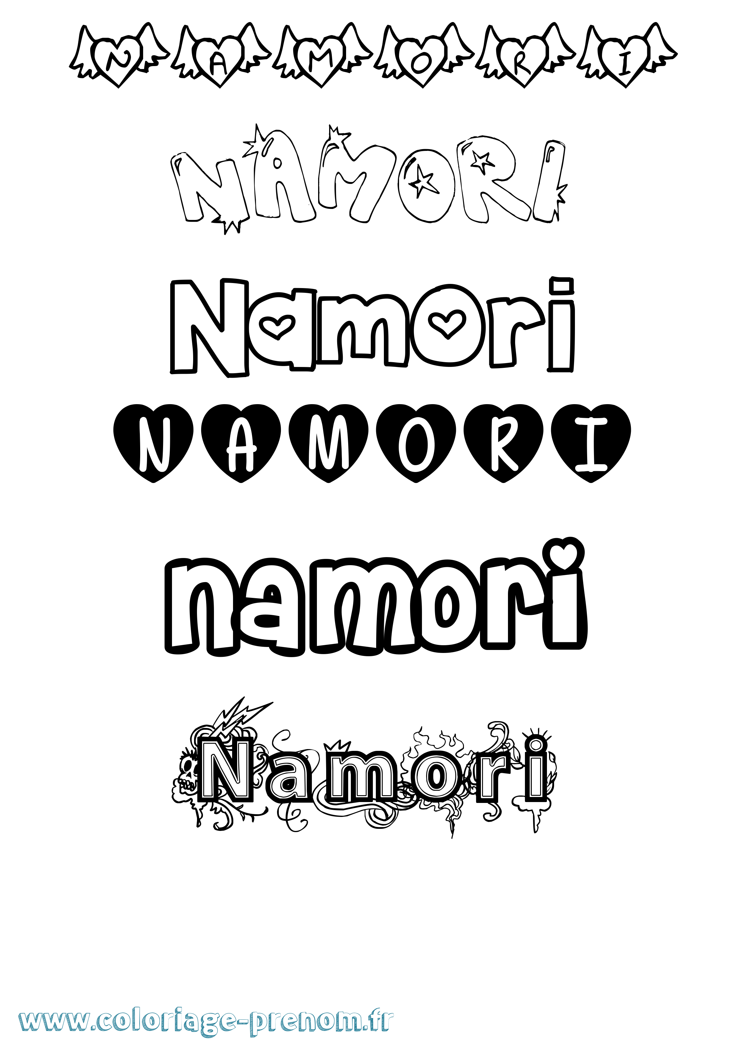 Coloriage prénom Namori Girly