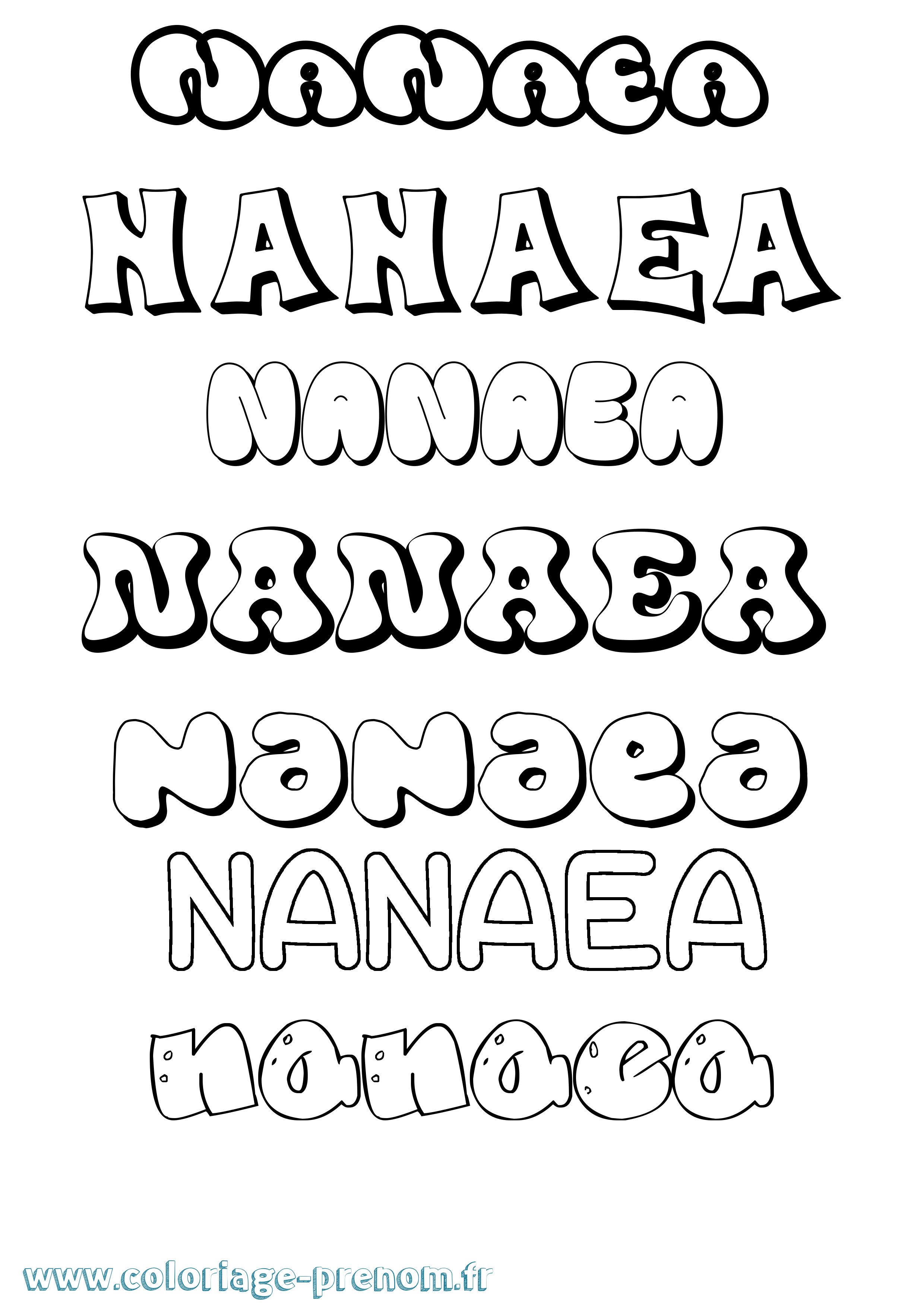 Coloriage prénom Nanaea Bubble